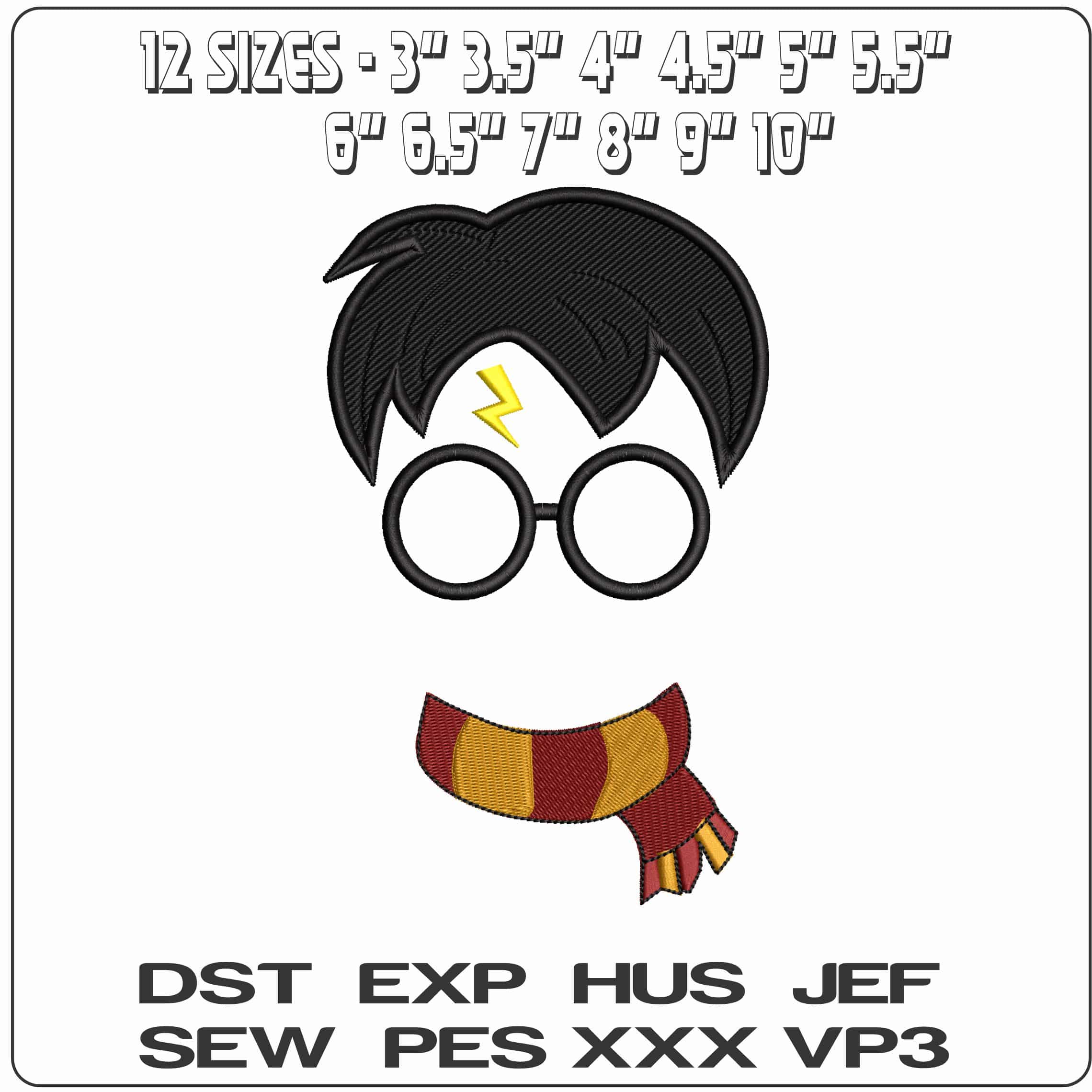 Harry Potter Shiloette with Scarf - Elegant embroidery design file - instant download — view 2