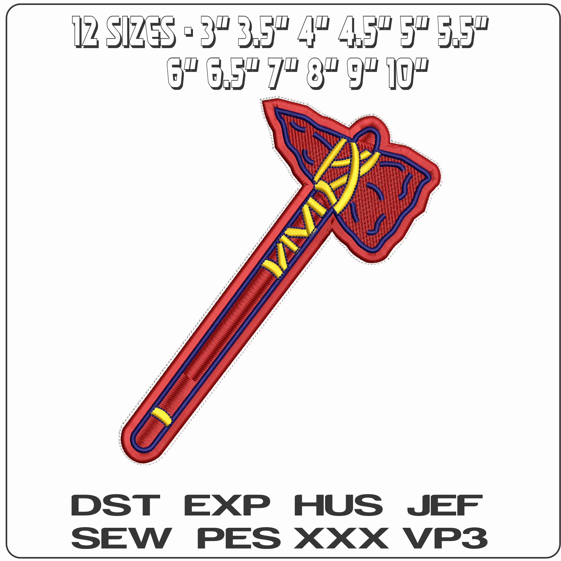 Hatchet Axe Atlanta Braves - Elegant embroidery design file - instant download — view 2