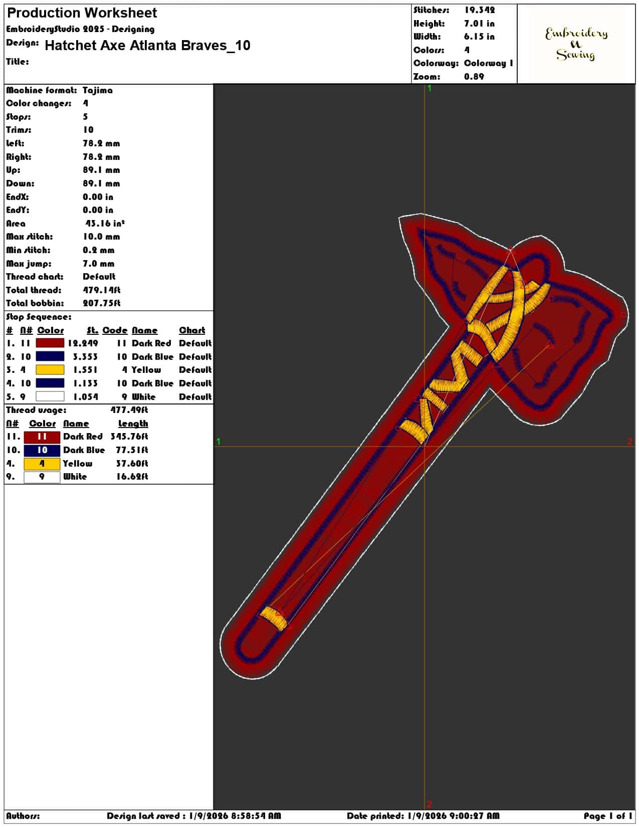 Hatchet Axe Atlanta Braves - Elegant embroidery design file - instant download — view 3