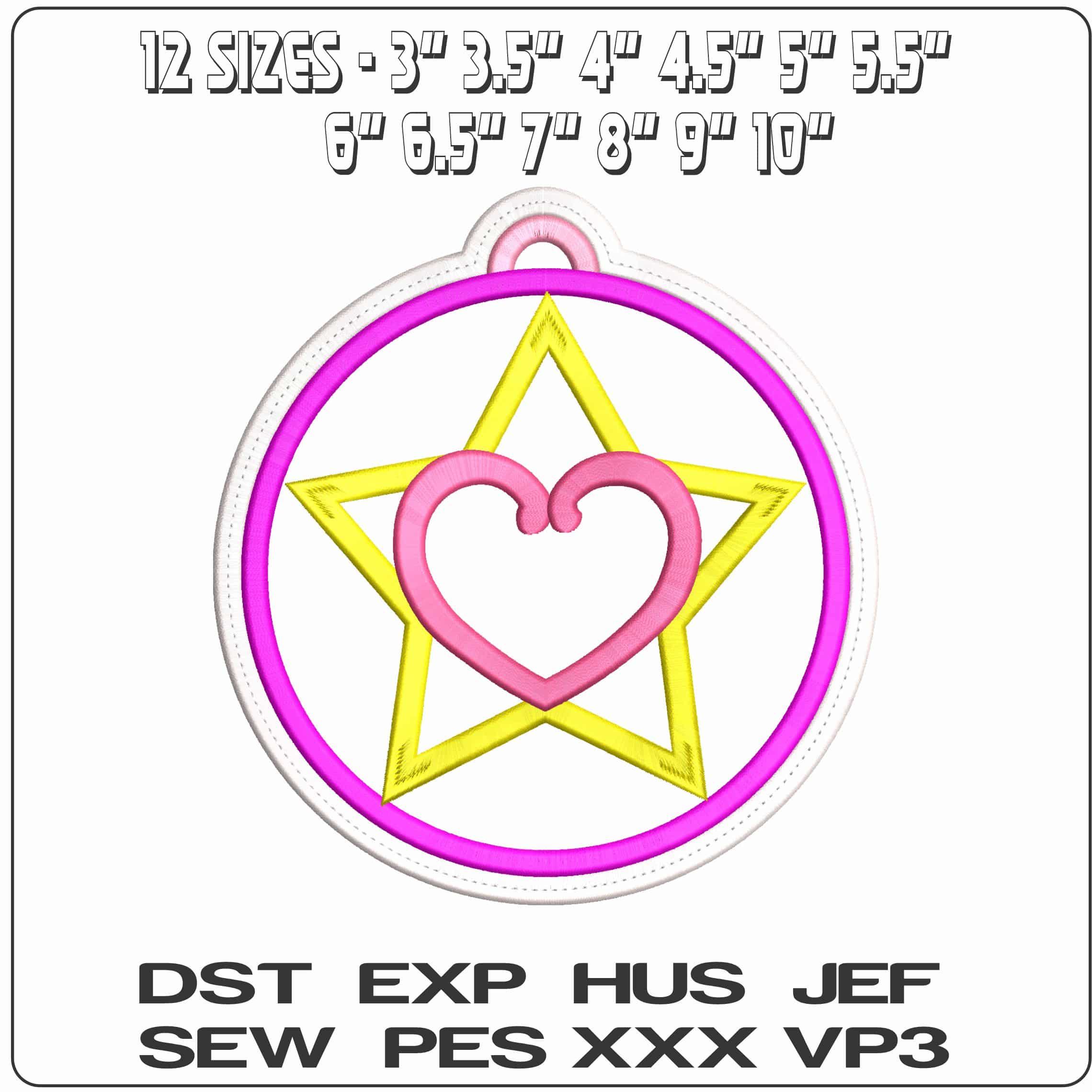 Heart and Star Luli Pamplin logo - Elegant embroidery design file - instant download — view 2