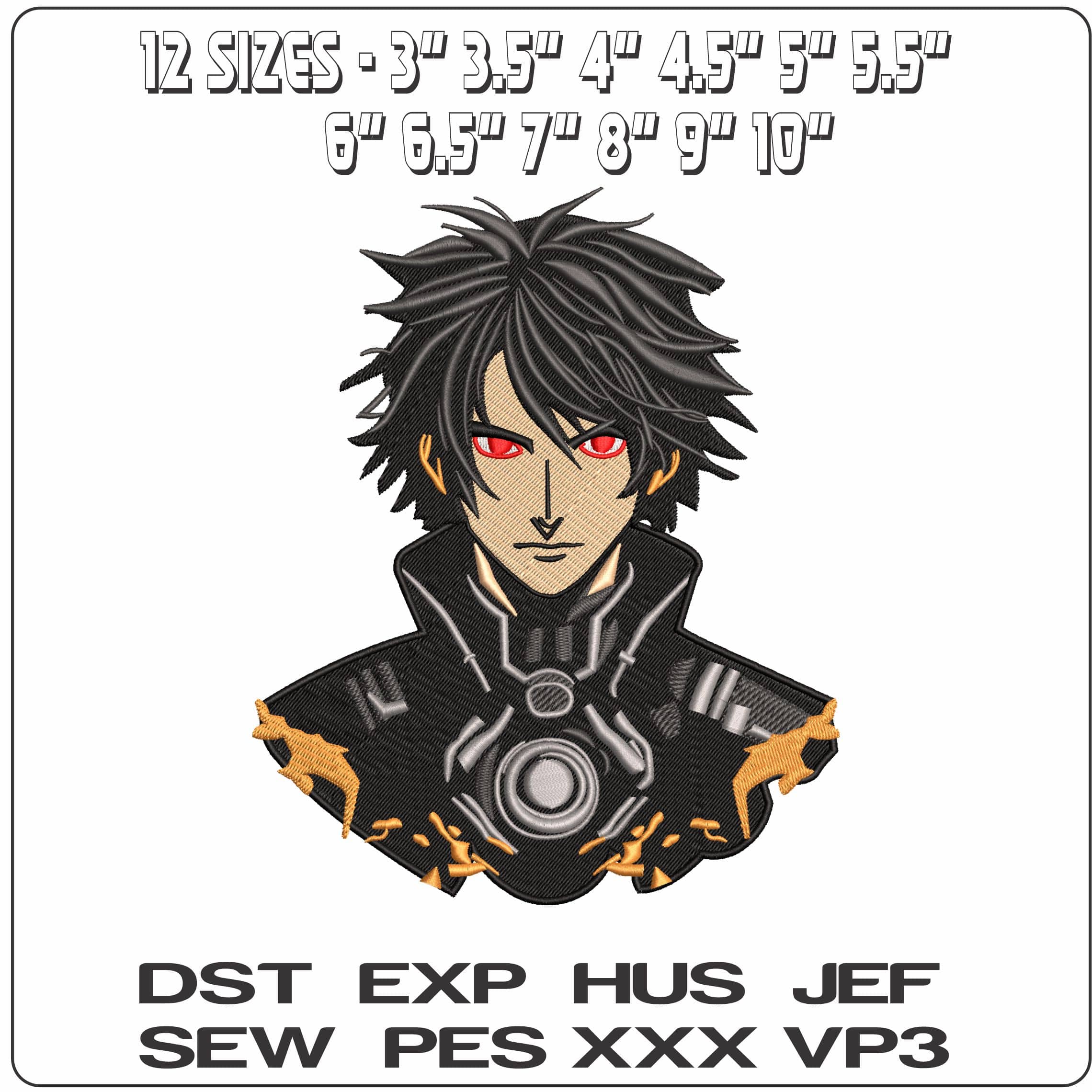 Hei Black Reaper Darker than Black Anime - Elegant embroidery design file - instant download — view 2