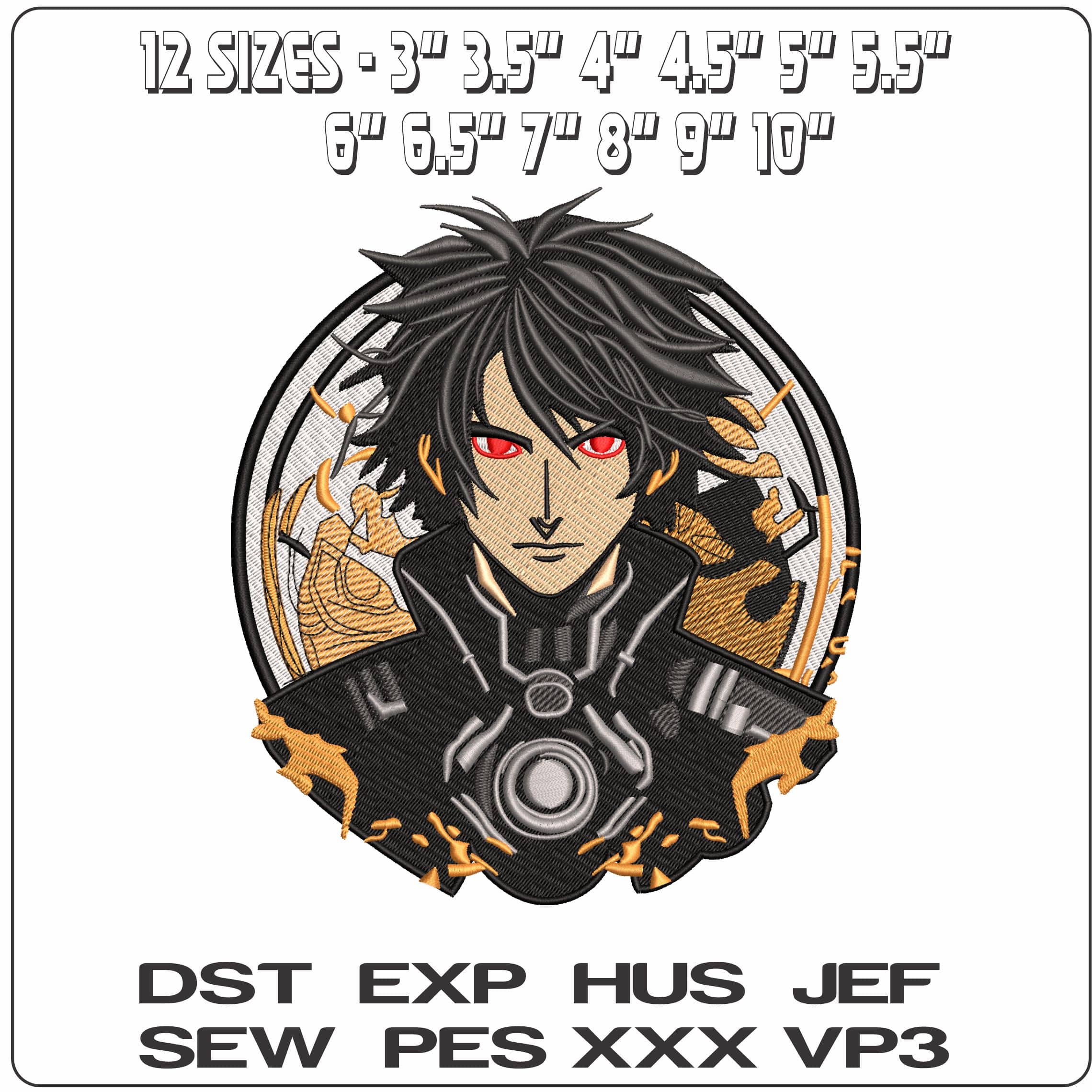 Hei Black Reaper with Boarder Darker than Black Anime - Elegant embroidery design file - instant download — view 2