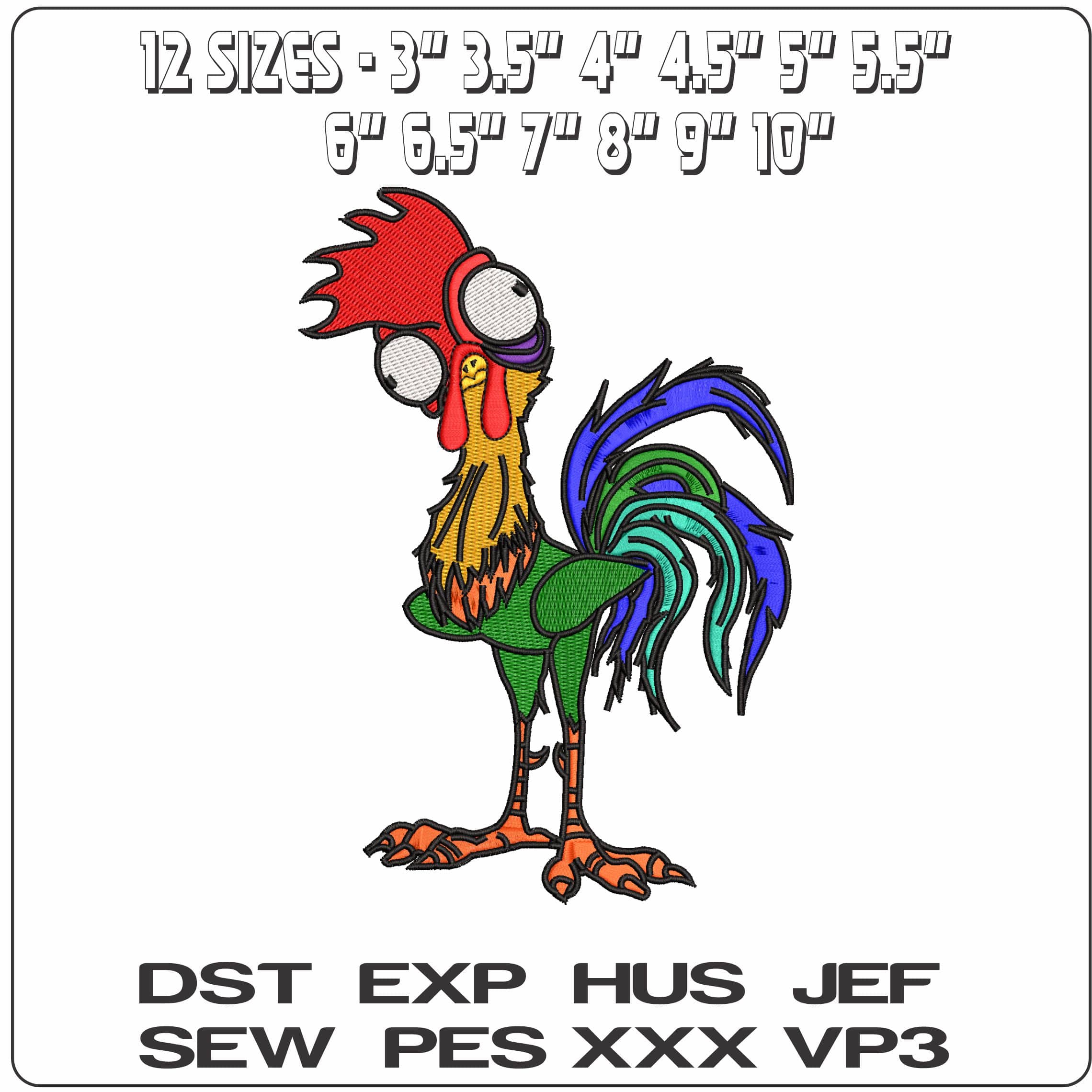 HeiHei outlined Moana - Elegant embroidery design file - instant download — view 2