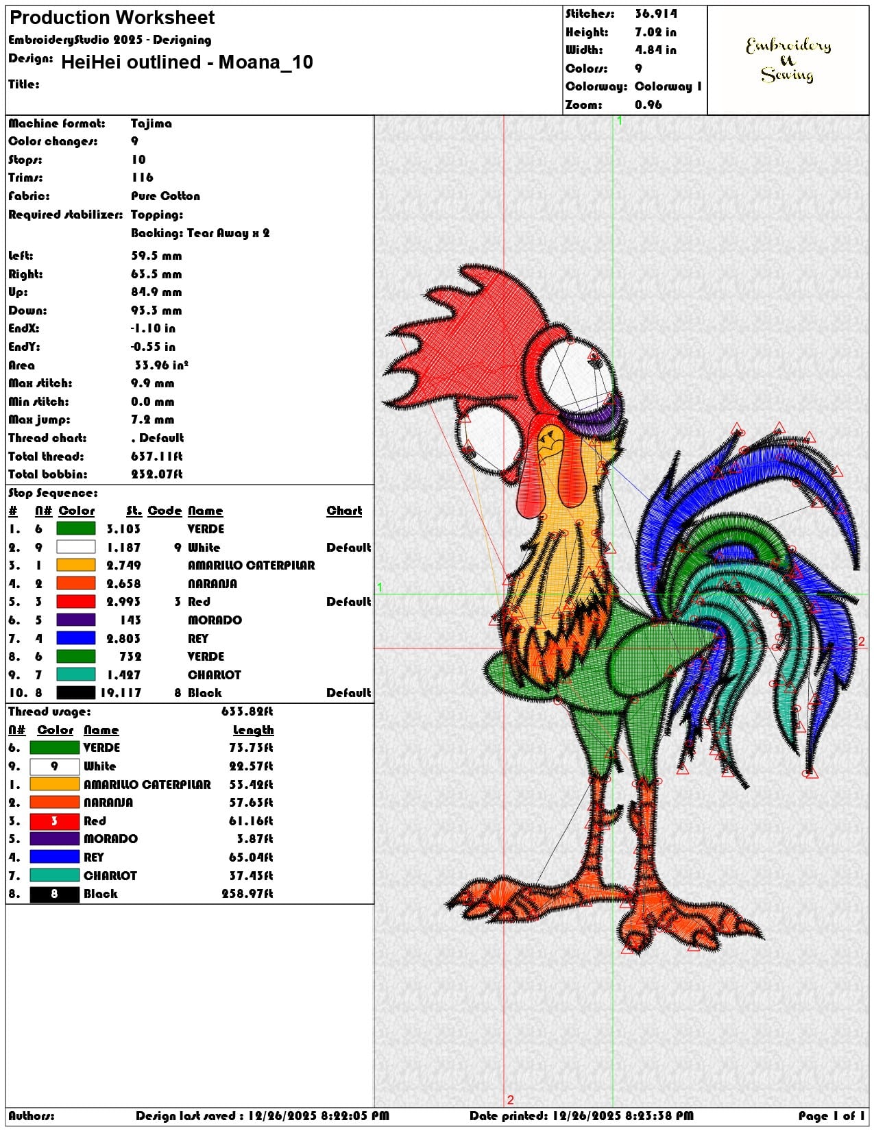 HeiHei outlined Moana - Elegant embroidery design file - instant download — view 3