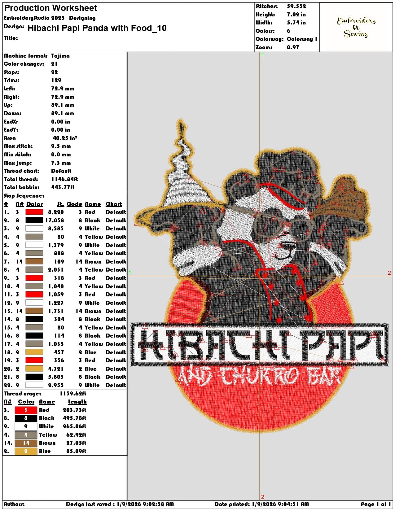 Hibachi Papi Panda with Food - Elegant embroidery design file - instant download — view 3