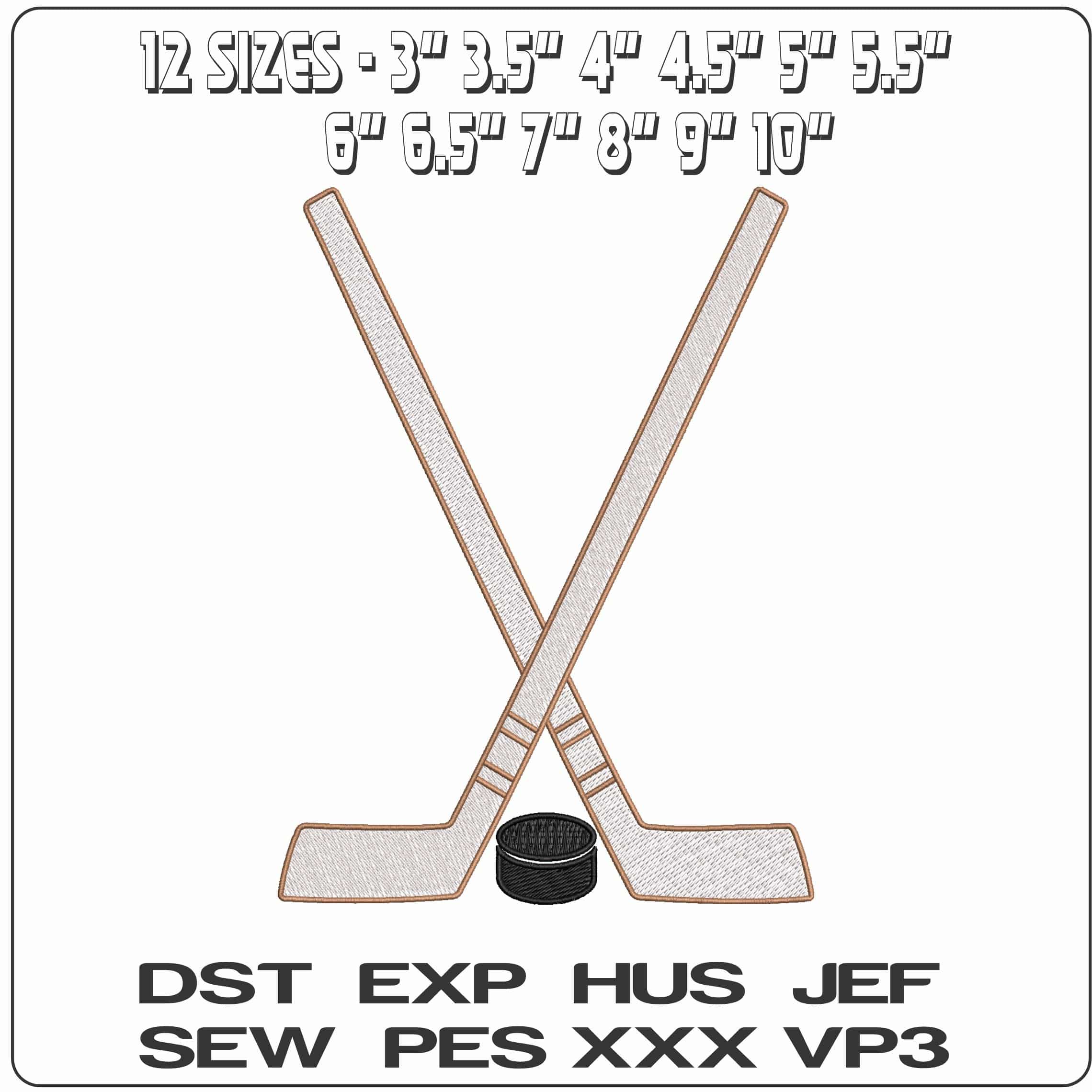 Hockey Sticks and Pucks - Elegant embroidery design file - instant download — view 2