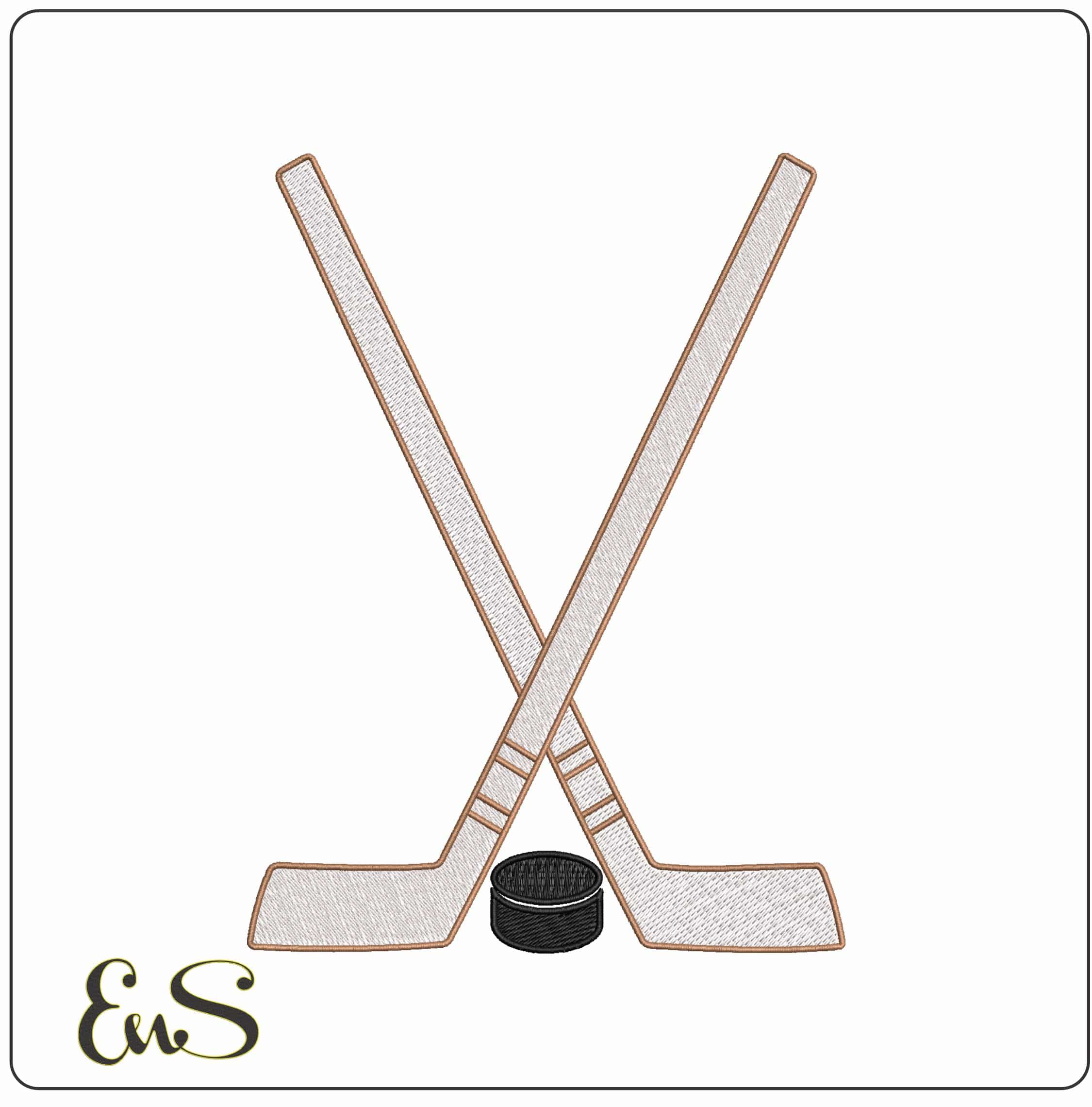 Hockey Sticks and Pucks - Elegant embroidery design file - instant download