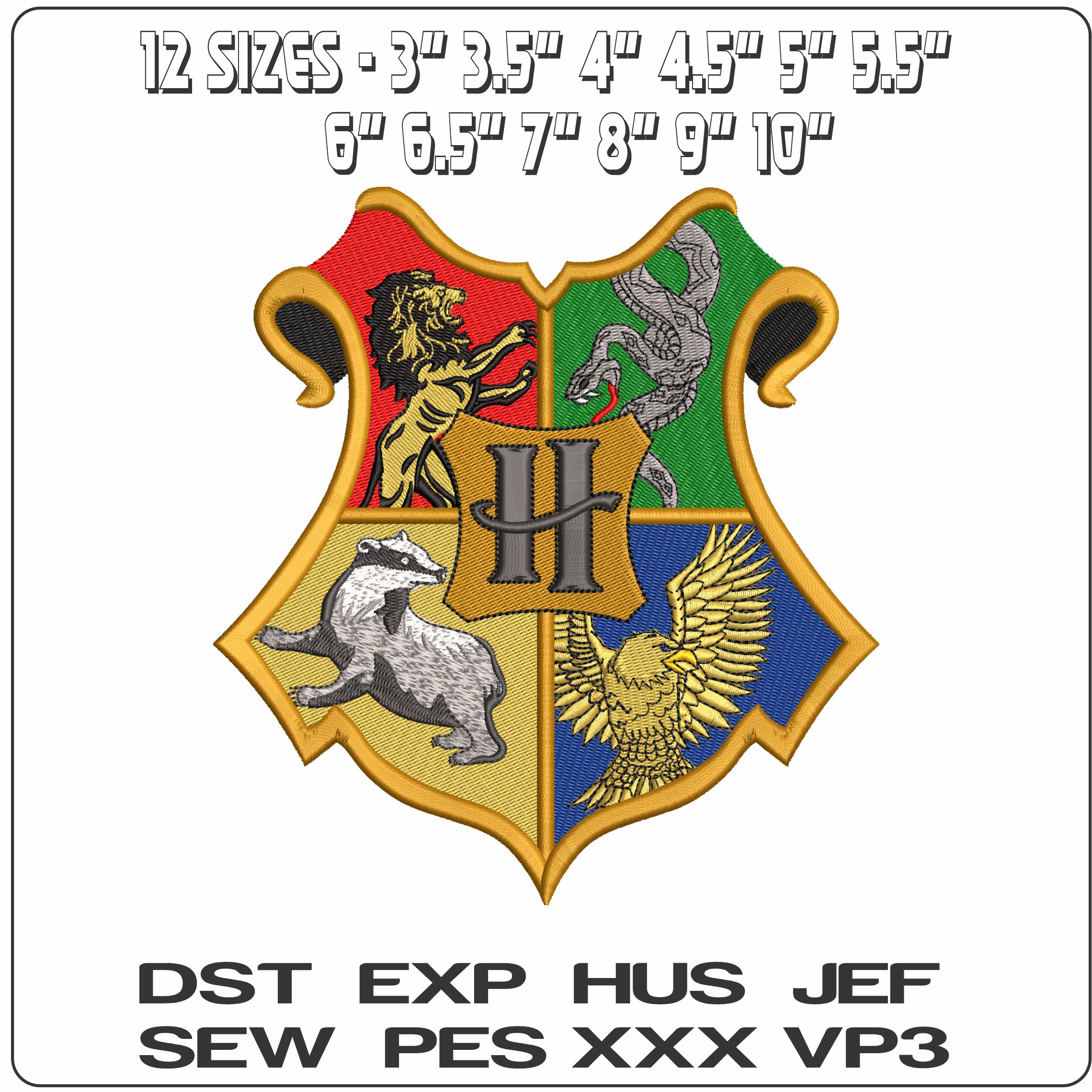 Hogwarts Shield - Elegant embroidery design file - instant download — view 2