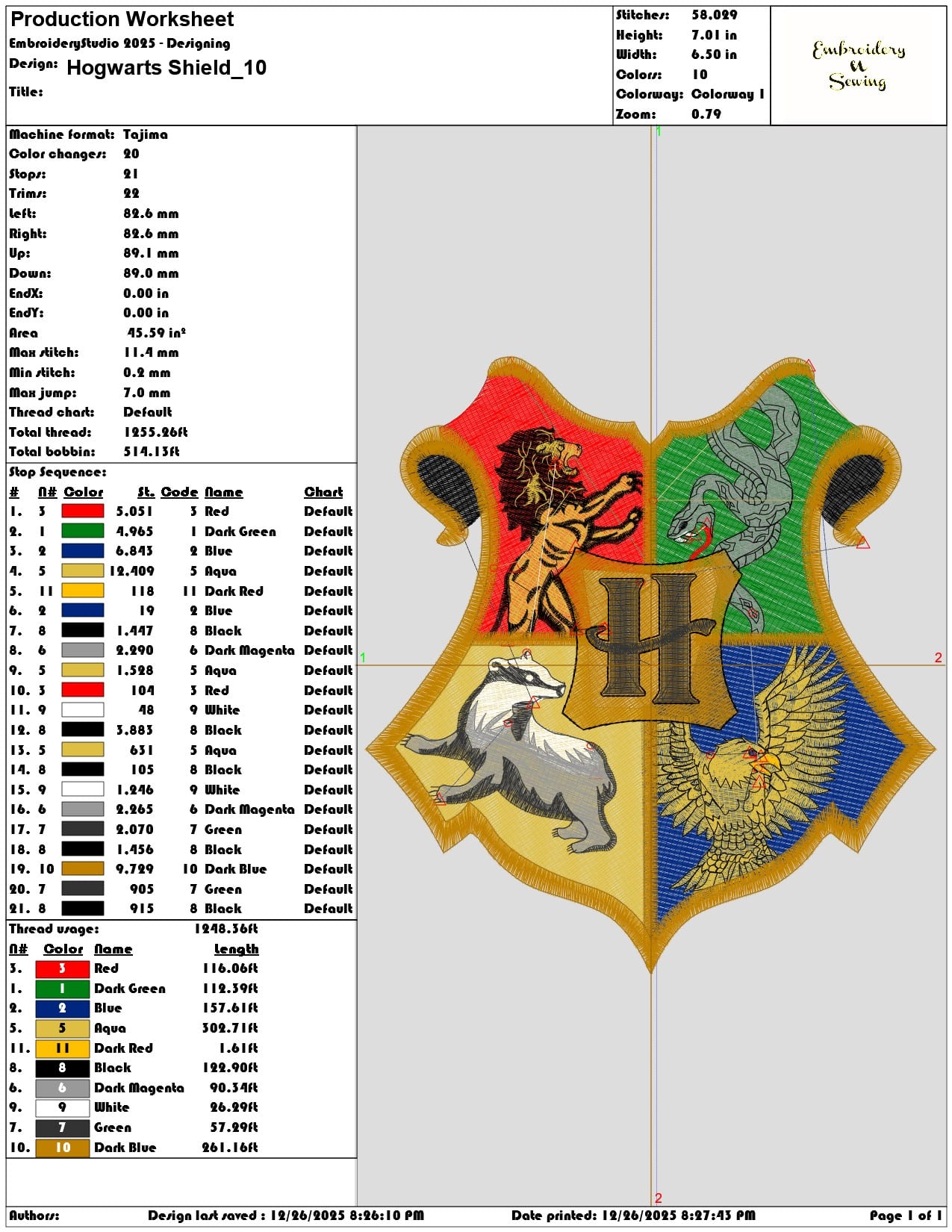 Hogwarts Shield - Elegant embroidery design file - instant download — view 3