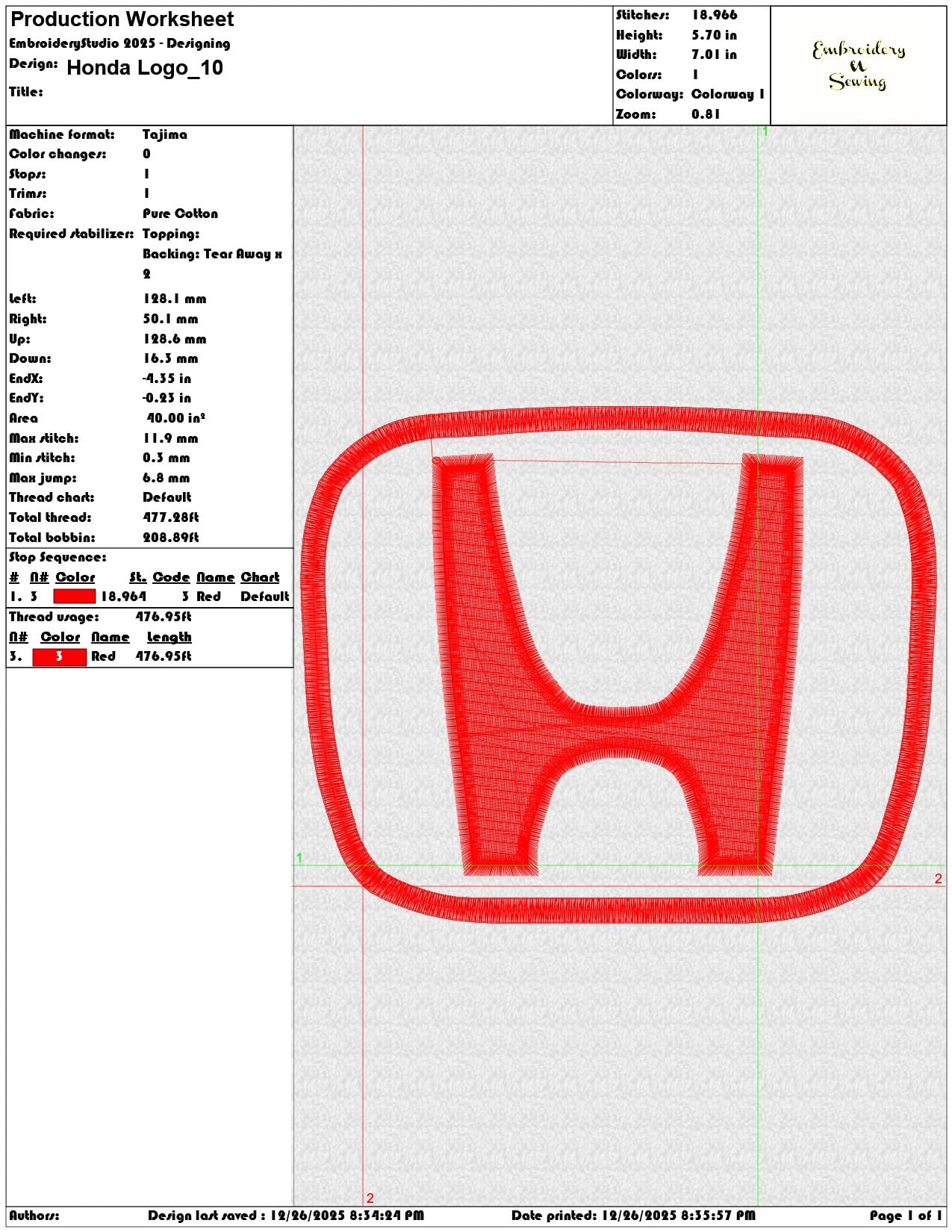 Honda Logo - Elegant embroidery design file - instant download — view 3