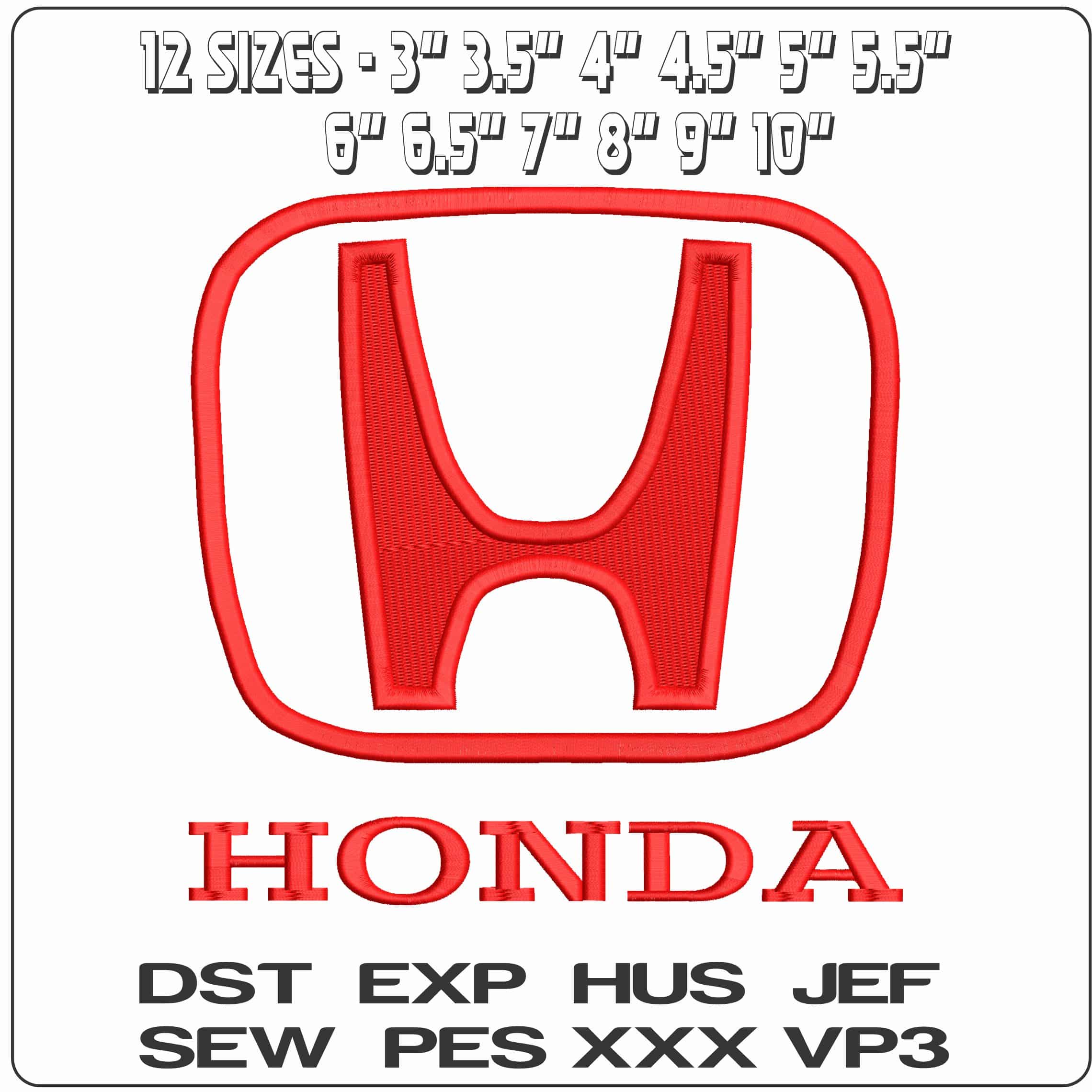 Honda Logo with Name - Elegant embroidery design file - instant download — view 2