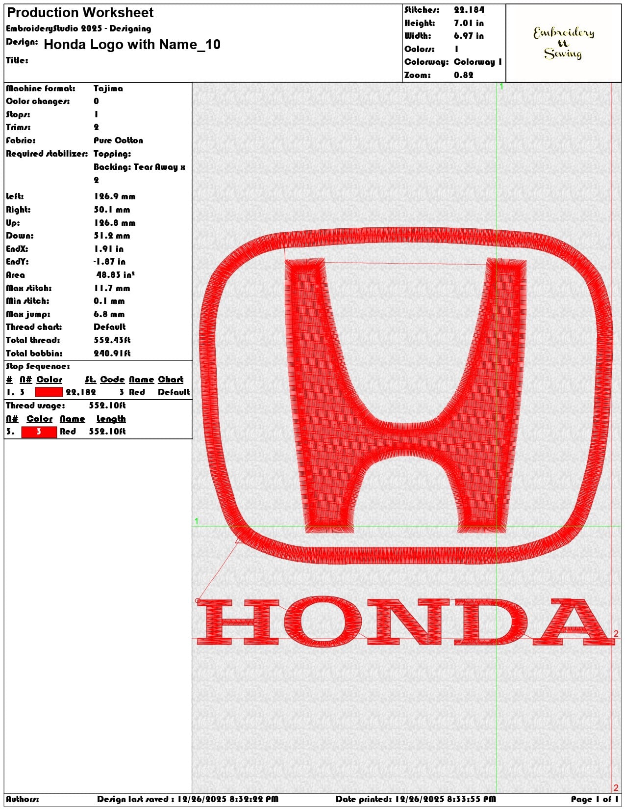 Honda Logo with Name - Elegant embroidery design file - instant download — view 3