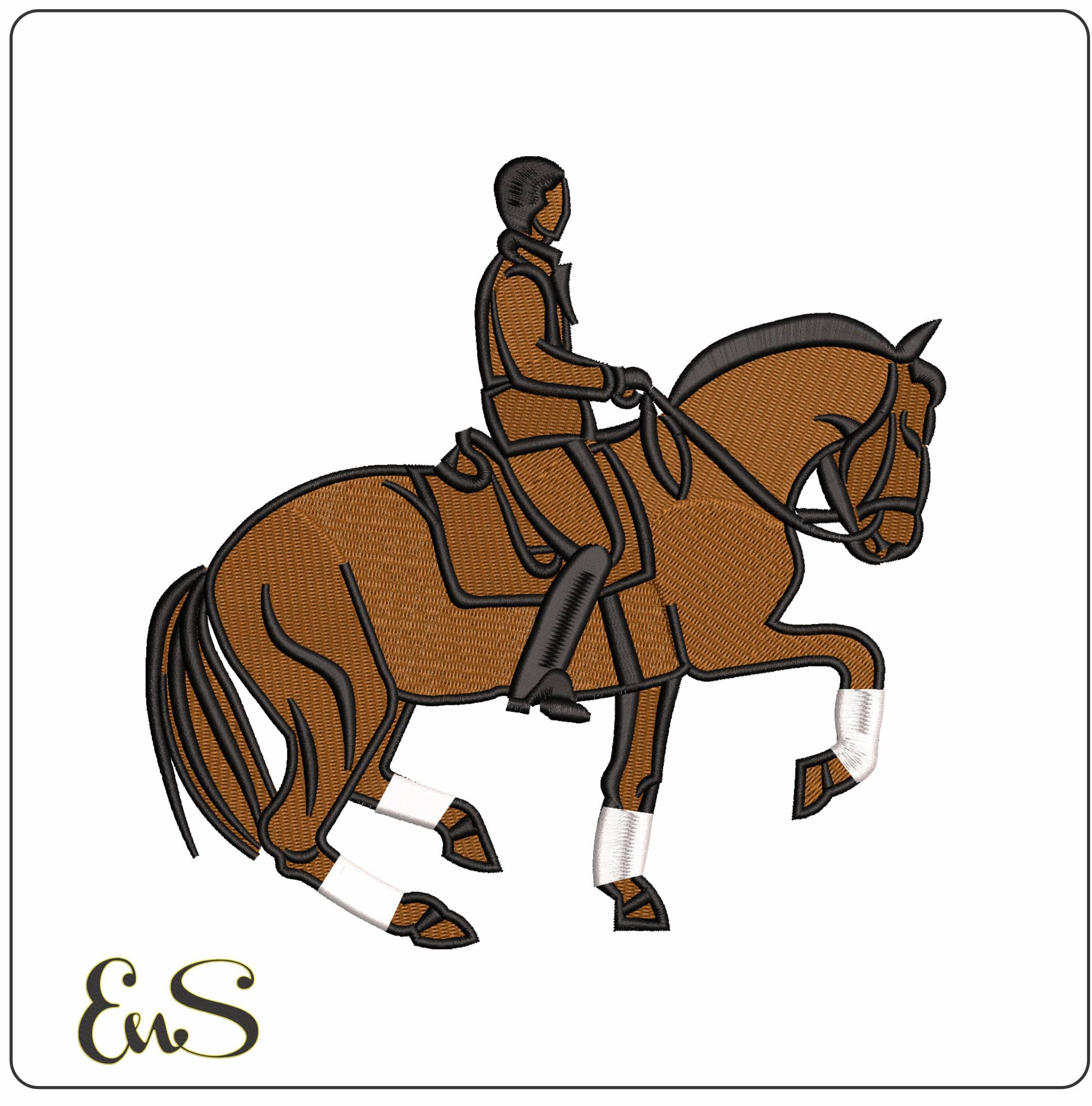Horse and Rider Dressage - Elegant embroidery design file - instant download