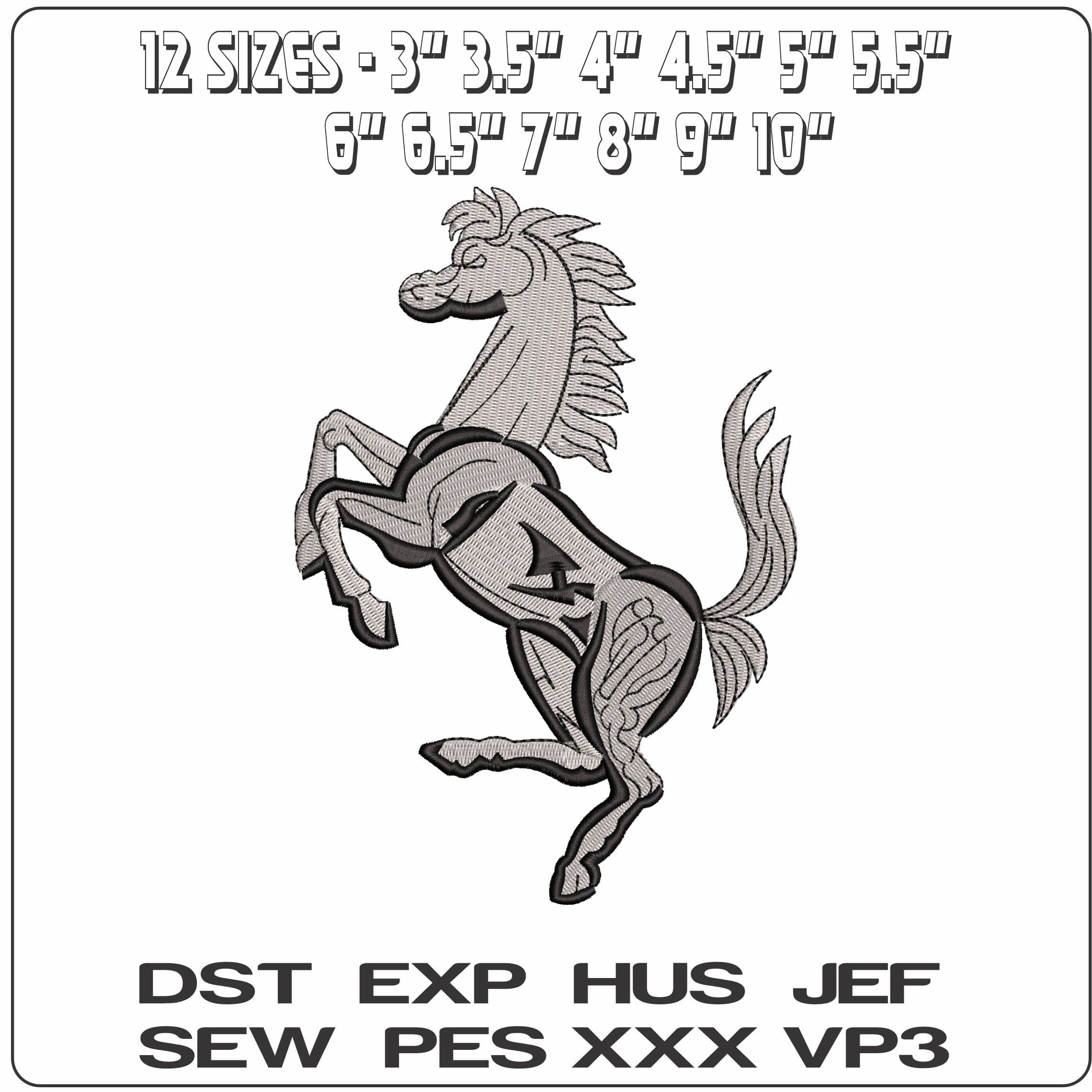 Horse on Rear Legs - Elegant embroidery design file - instant download — view 2