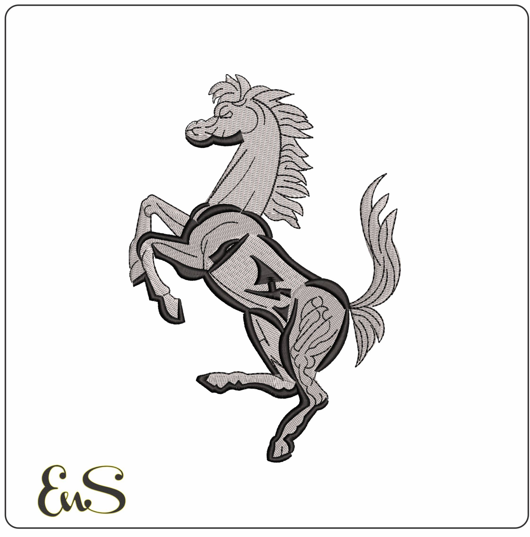 Horse on Rear Legs - Elegant embroidery design file - instant download
