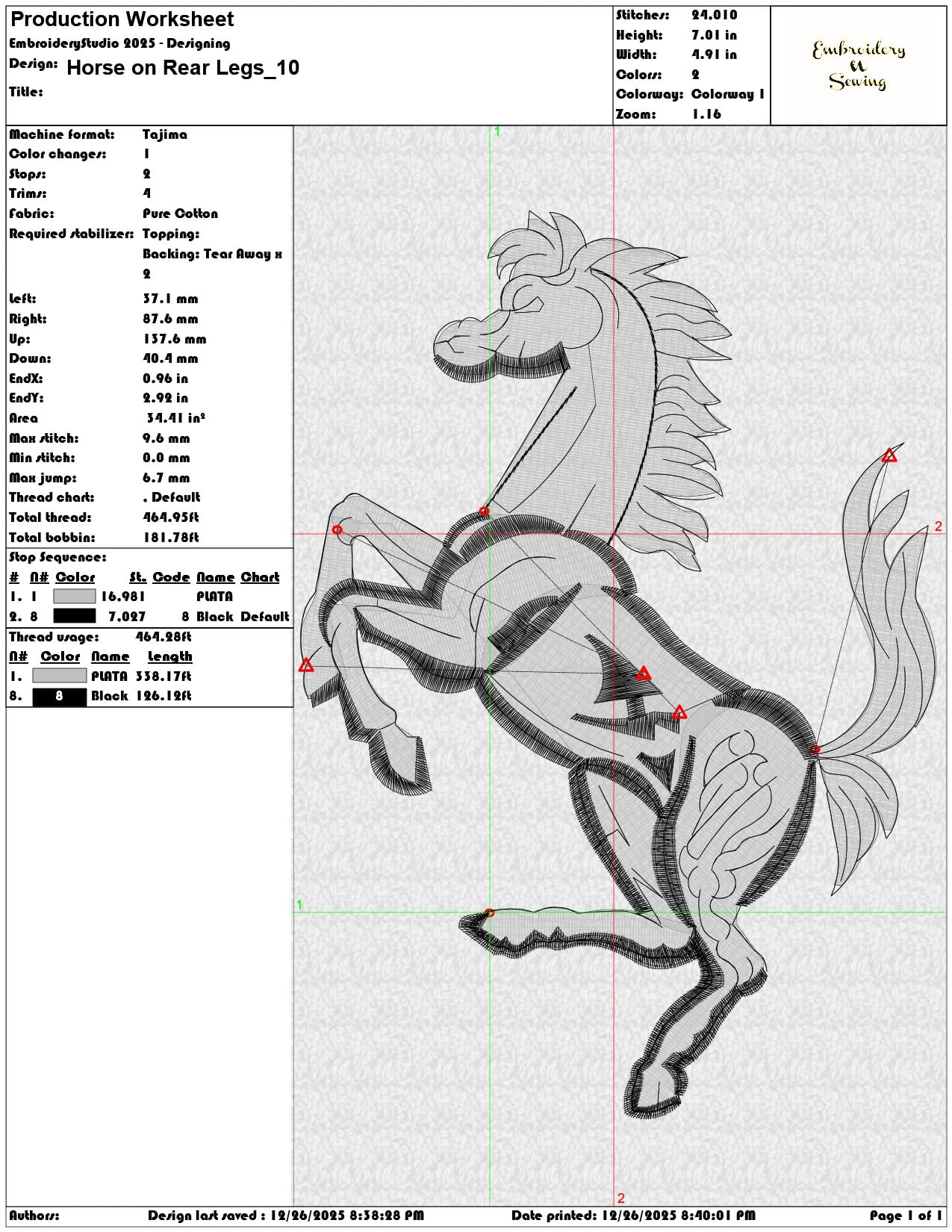 Horse on Rear Legs - Elegant embroidery design file - instant download — view 3