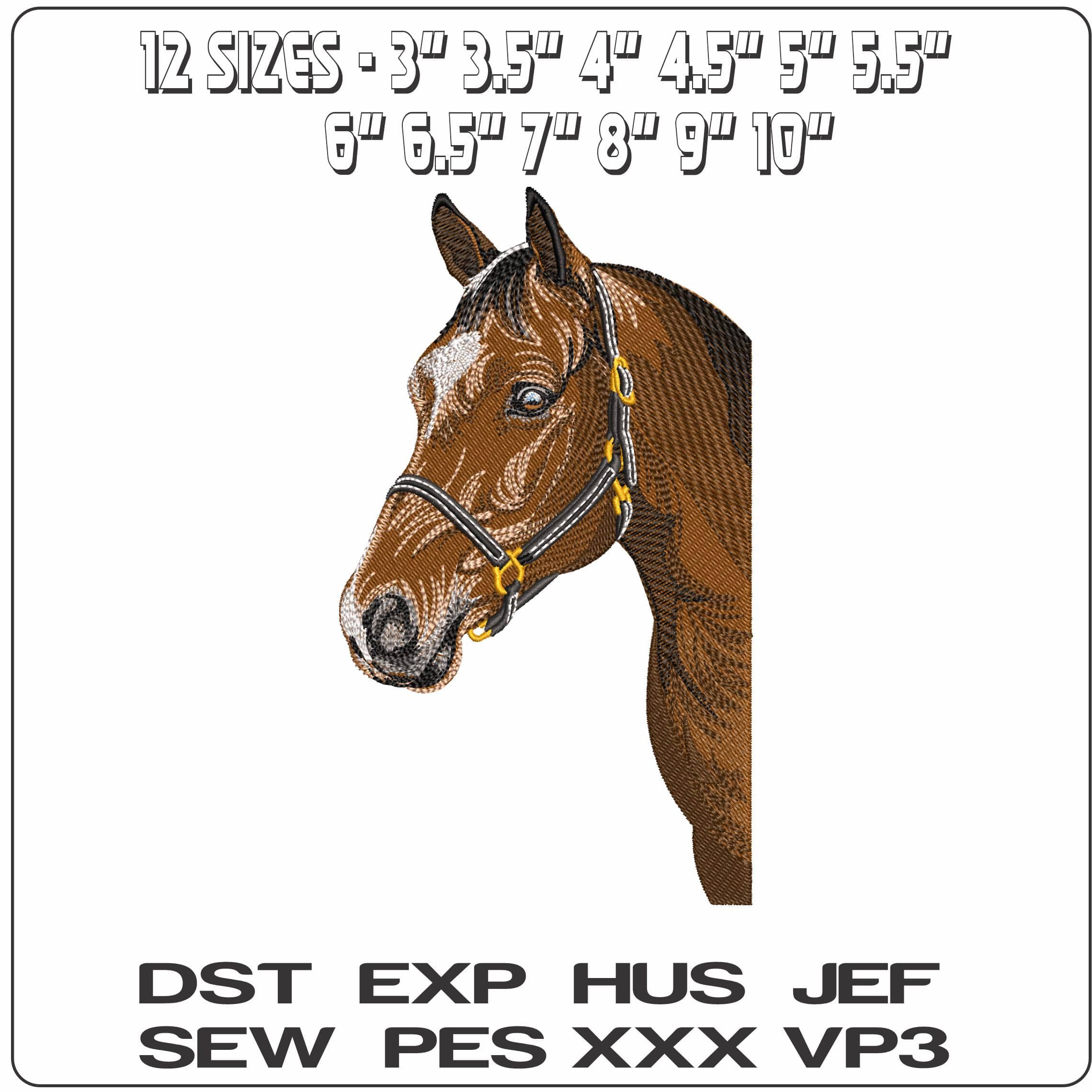 Horses Head detailed - Elegant embroidery design file - instant download — view 2