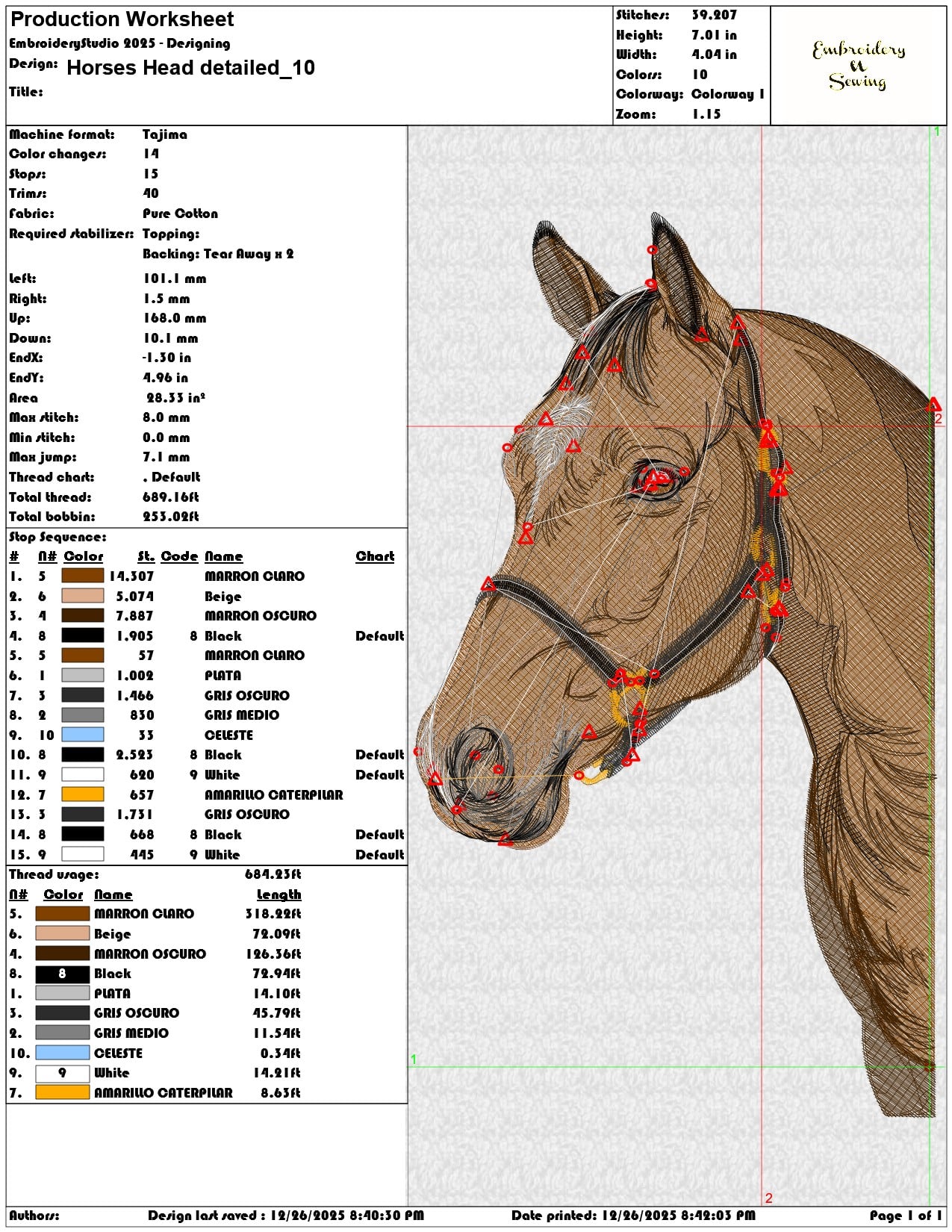 Horses Head detailed - Elegant embroidery design file - instant download — view 3