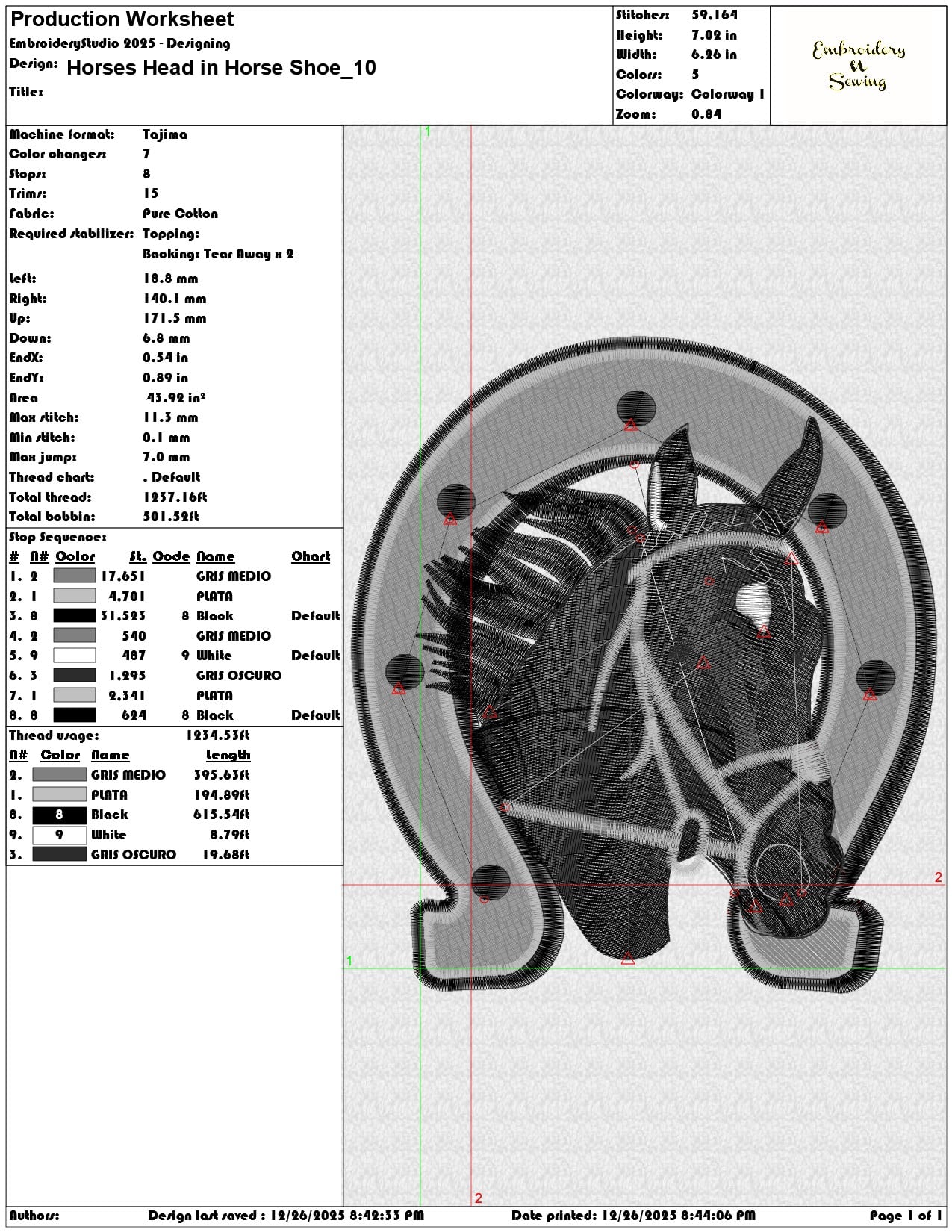 Horses Head in Horse Shoe - Elegant embroidery design file - instant download — view 3