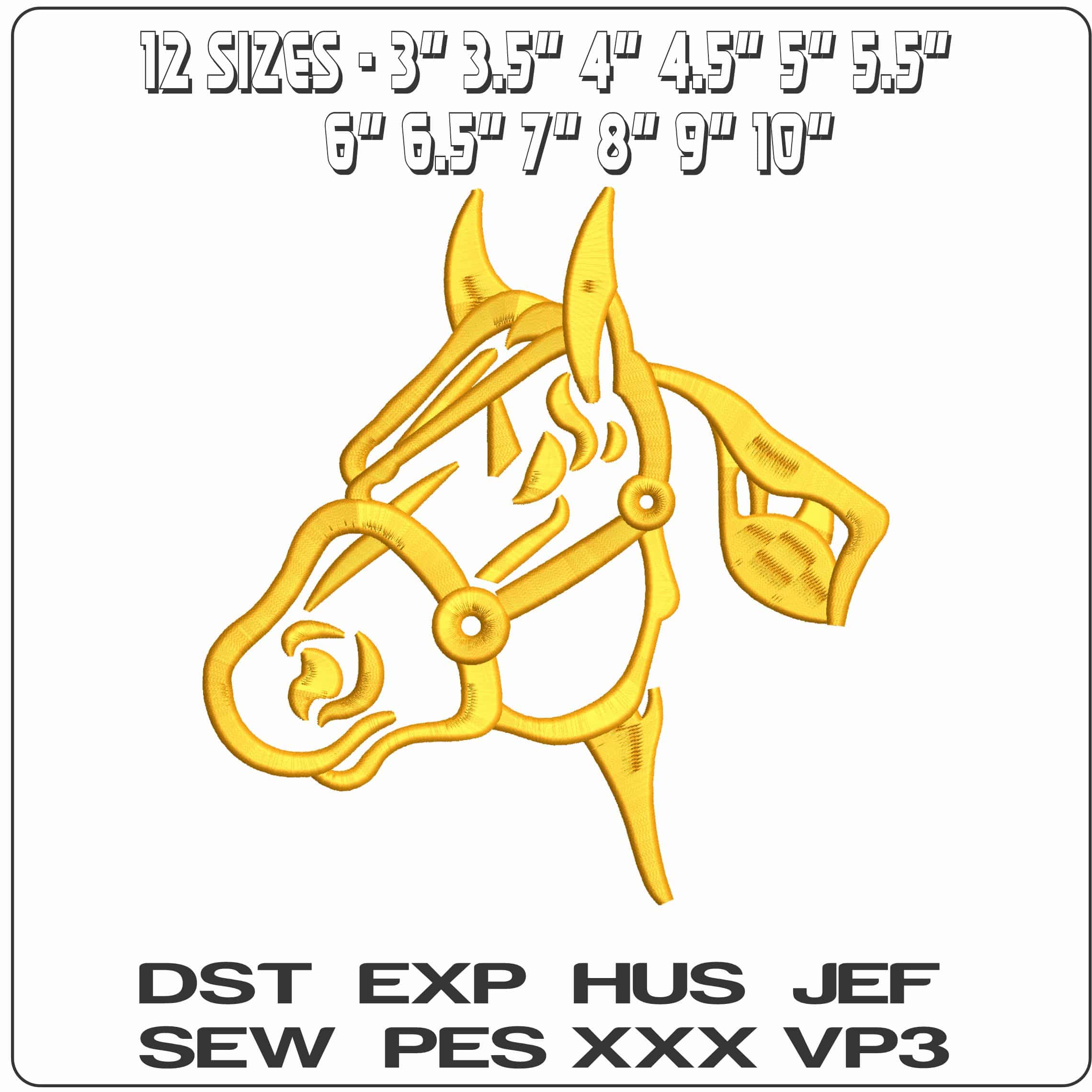 Horses Head Line Drawing - Elegant embroidery design file - instant download — view 2