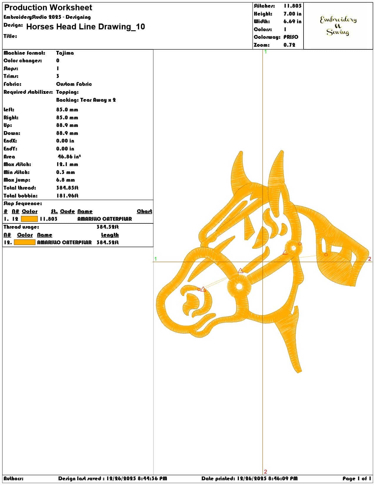 Horses Head Line Drawing - Elegant embroidery design file - instant download — view 3