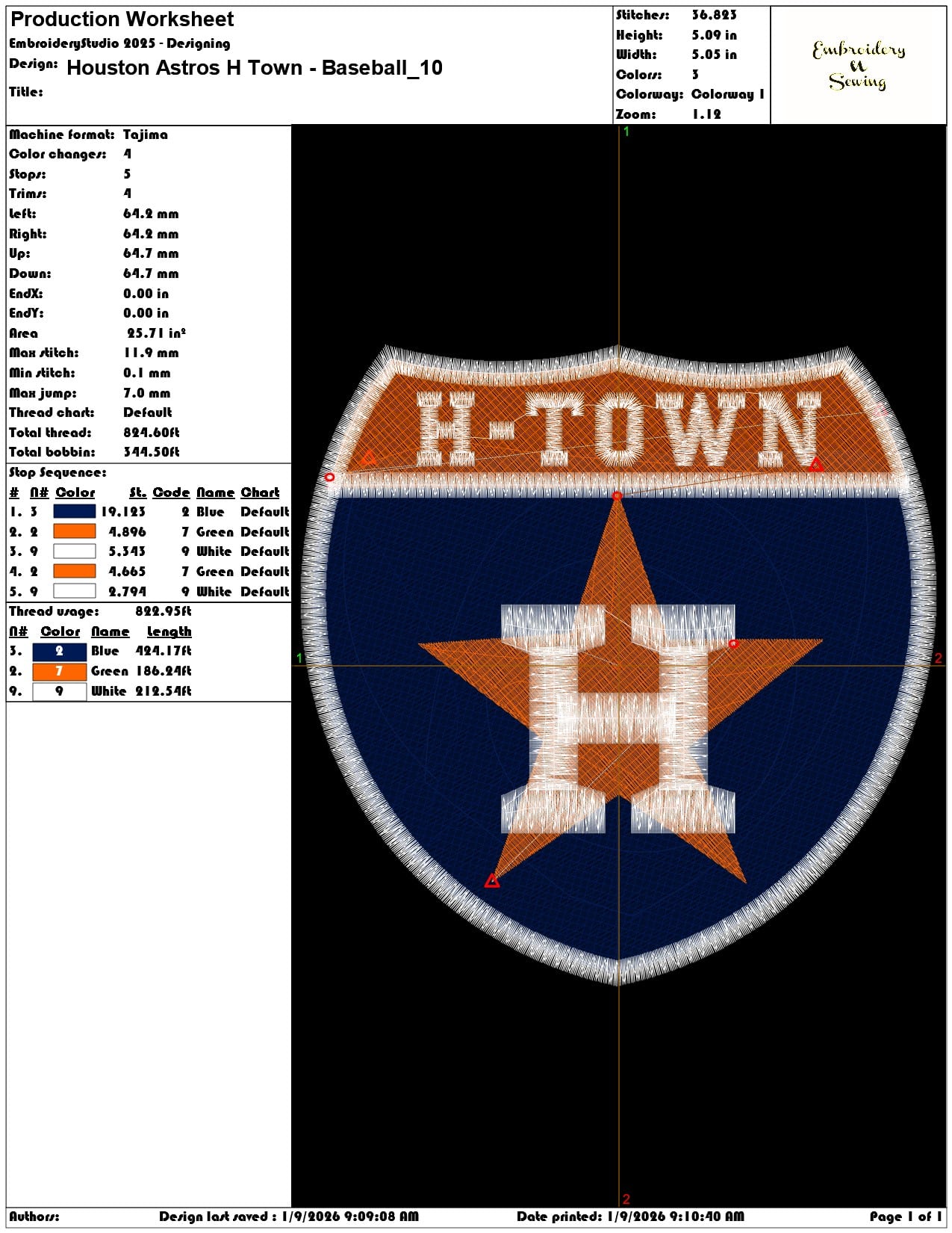 Houston Astros H Town Baseball - Elegant embroidery design file - instant download — view 3