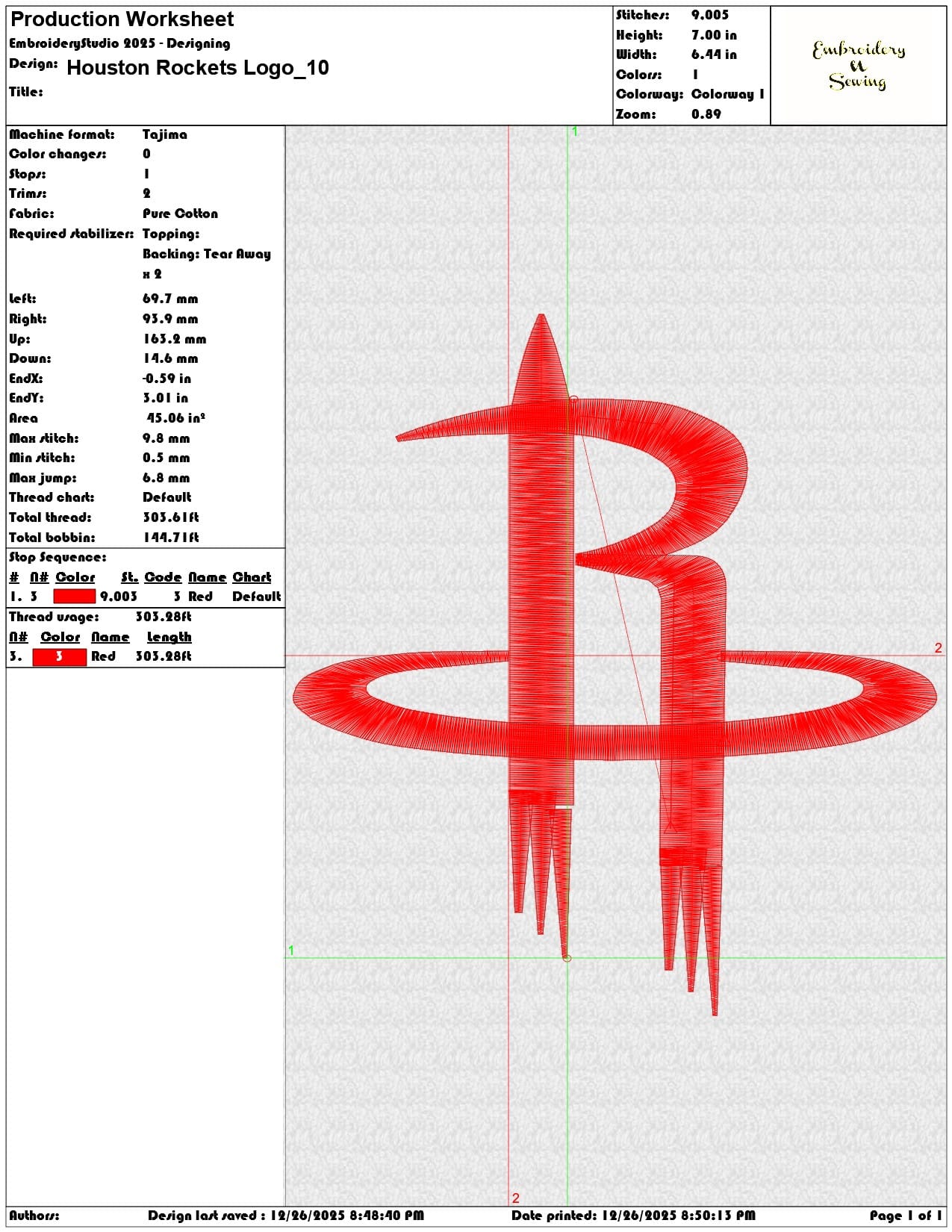 Houston Rockets Logo - Elegant embroidery design file - instant download — view 3