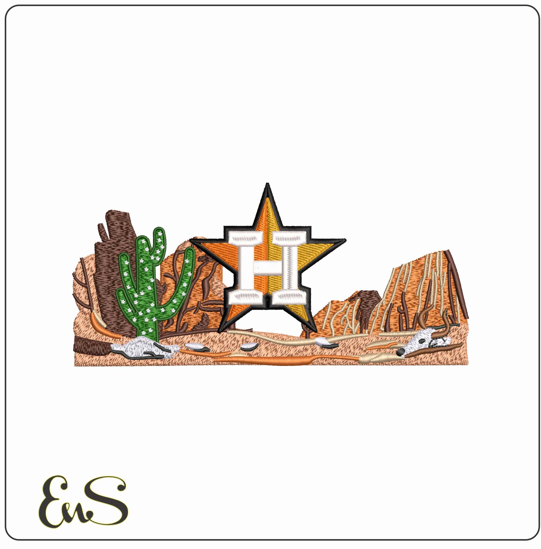 Houston Texas Desert Landscape - Elegant embroidery design file - instant download