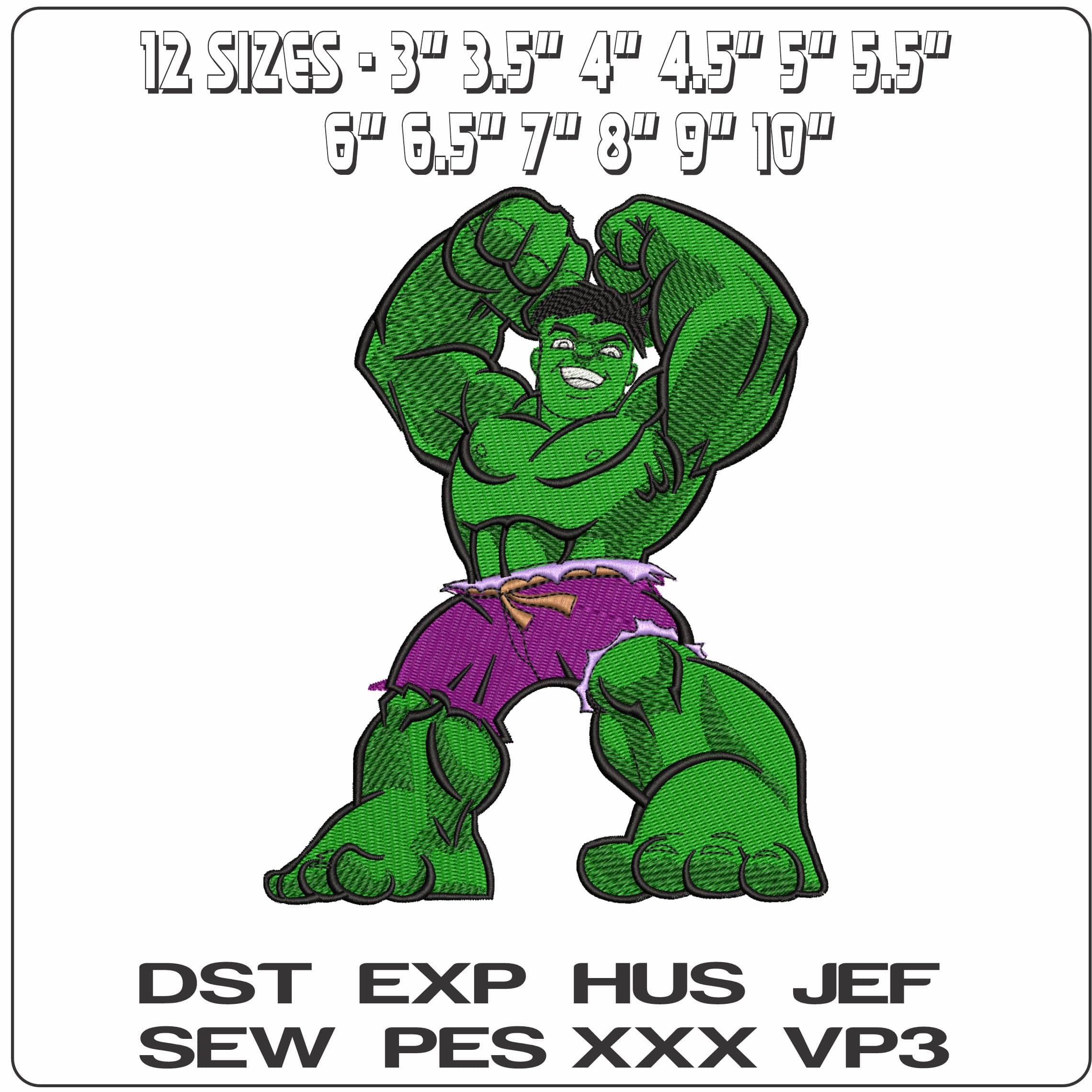 Hulk Chibi Cartoon - Elegant embroidery design file - instant download — view 2