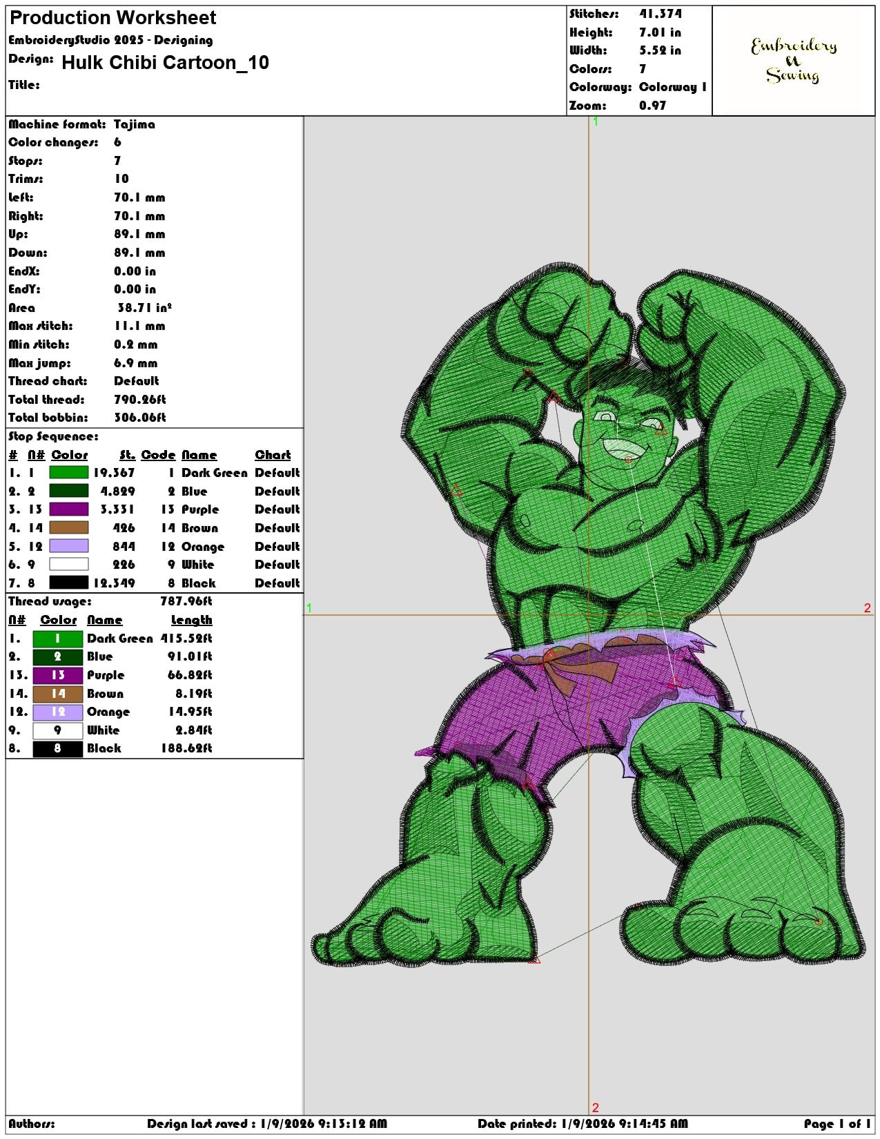 Hulk Chibi Cartoon - Elegant embroidery design file - instant download — view 3