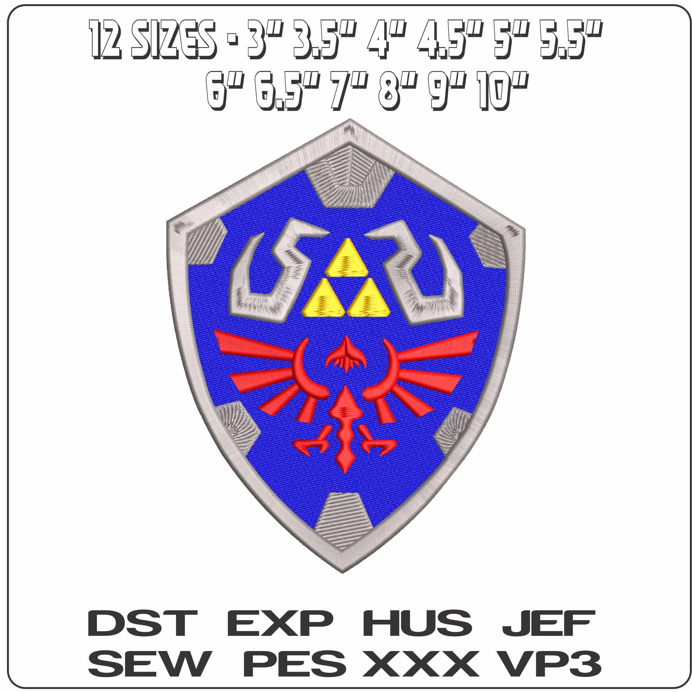 Hylian Shield Legend of Zelda game - Elegant embroidery design file - instant download — view 2