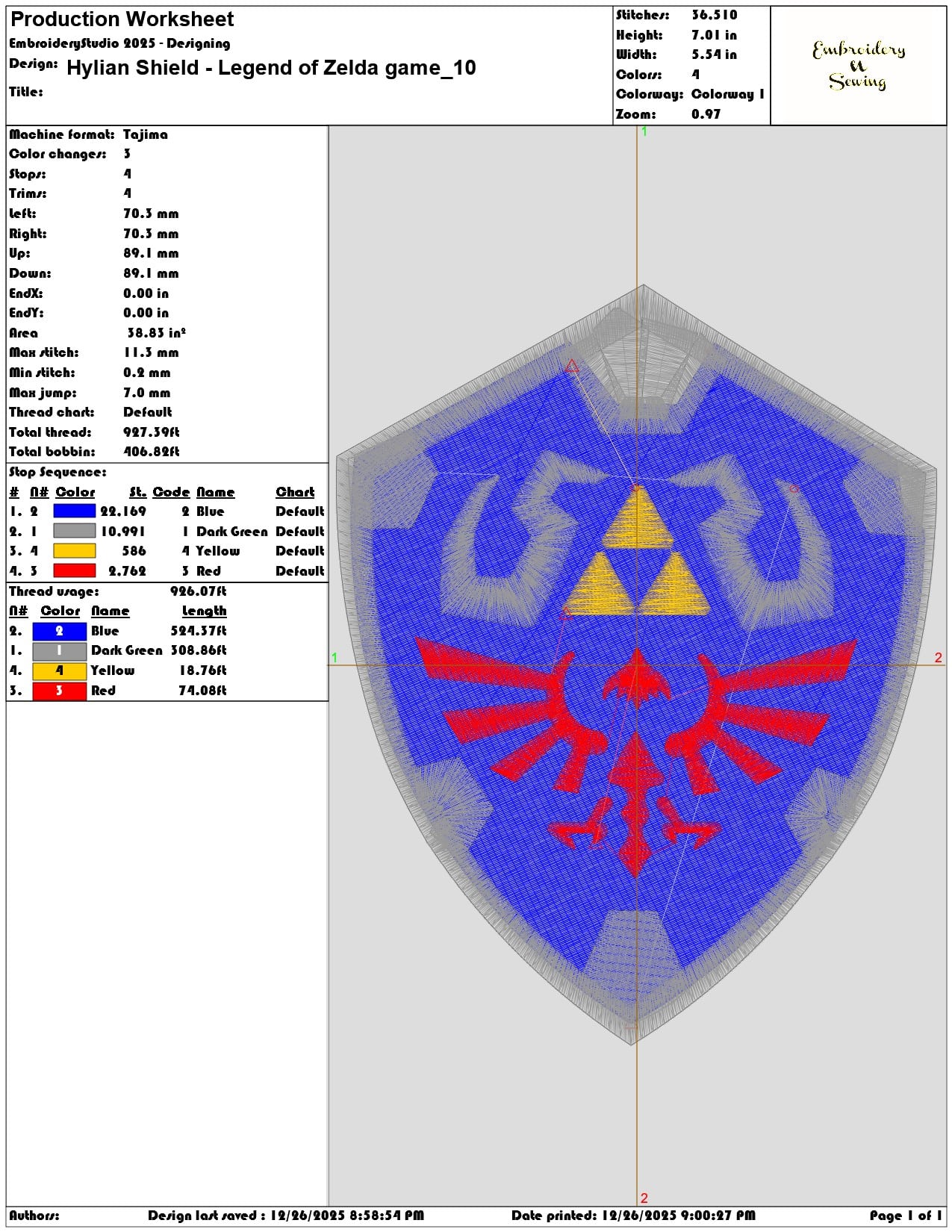 Hylian Shield Legend of Zelda game - Elegant embroidery design file - instant download — view 3