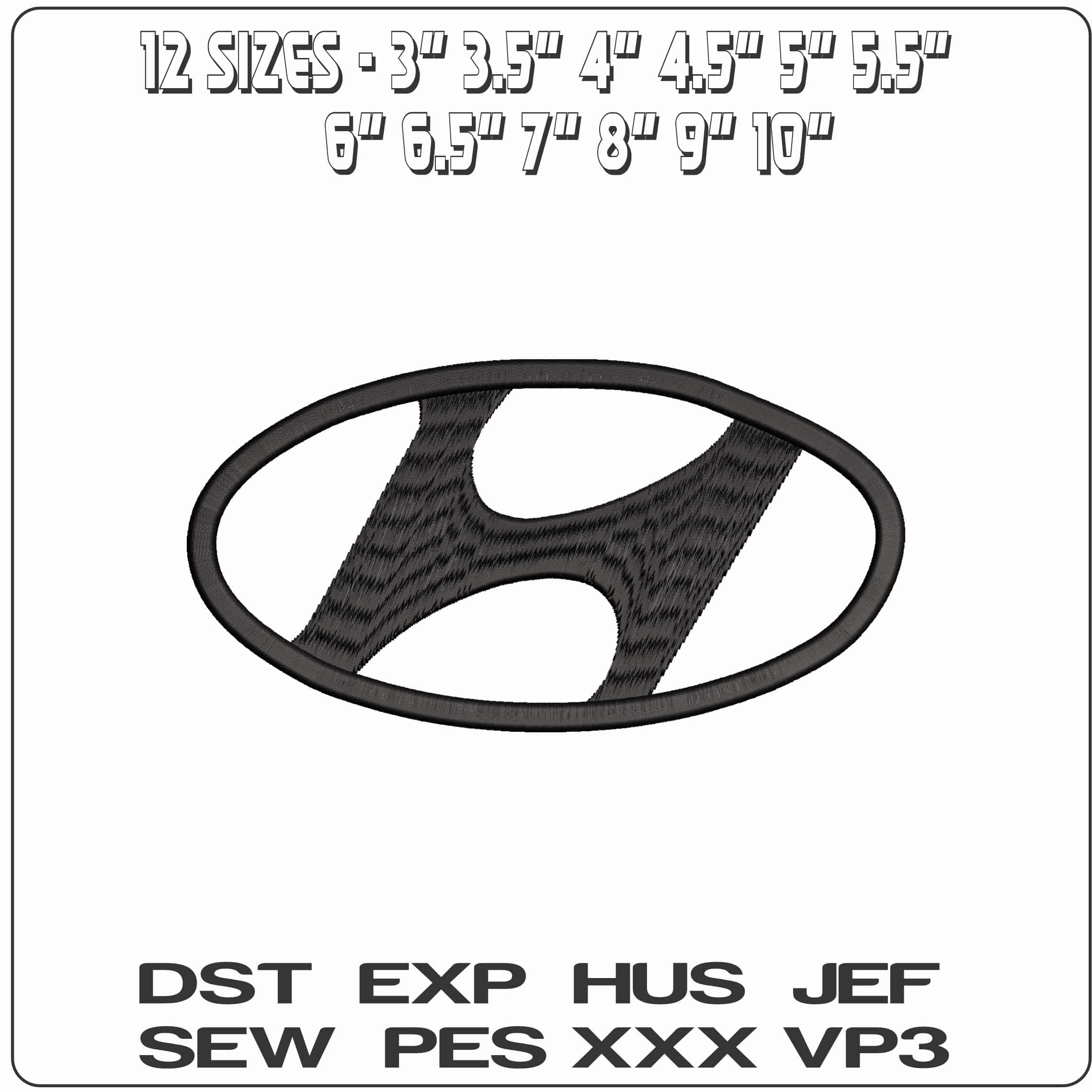 Hyundai Logo - Elegant embroidery design file - instant download — view 2