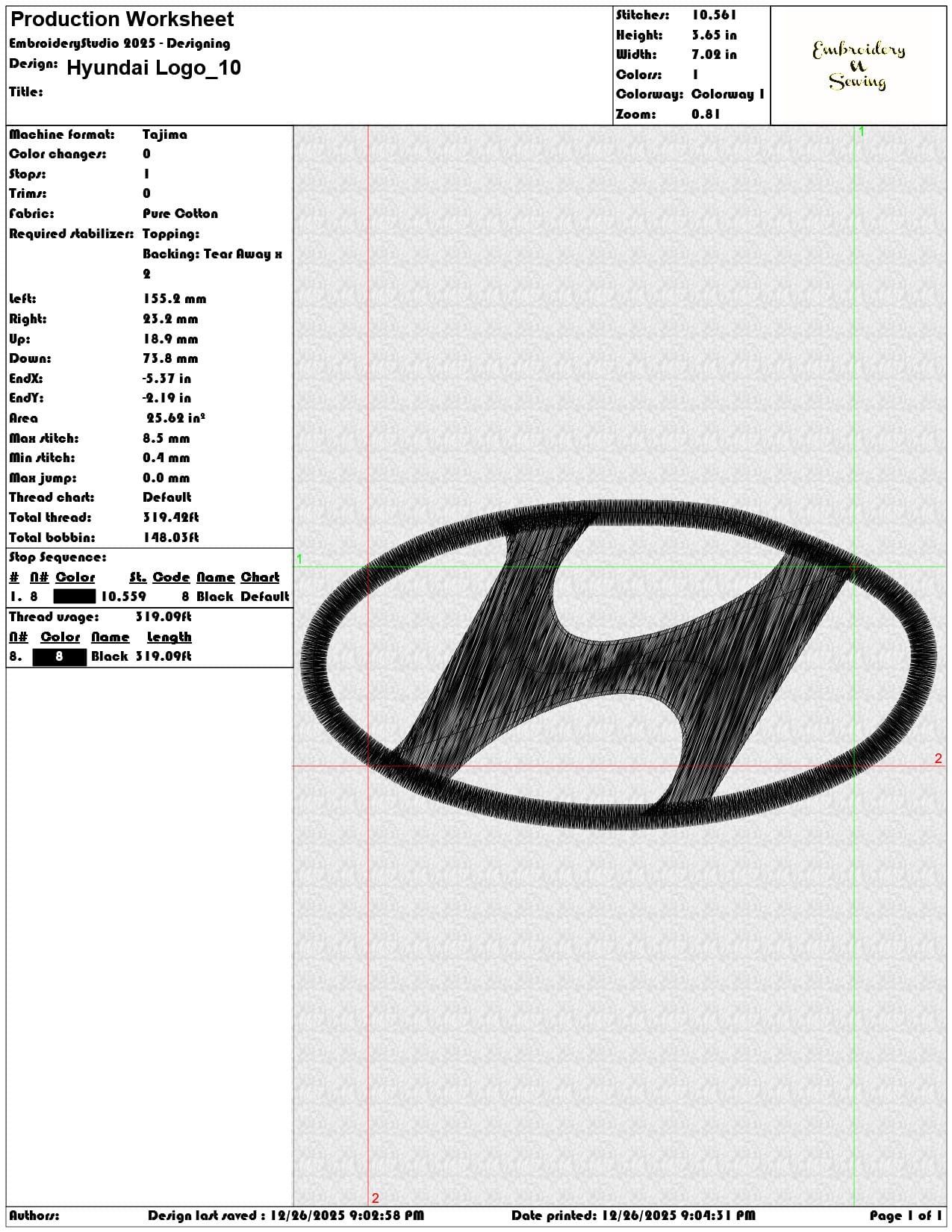 Hyundai Logo - Elegant embroidery design file - instant download — view 3