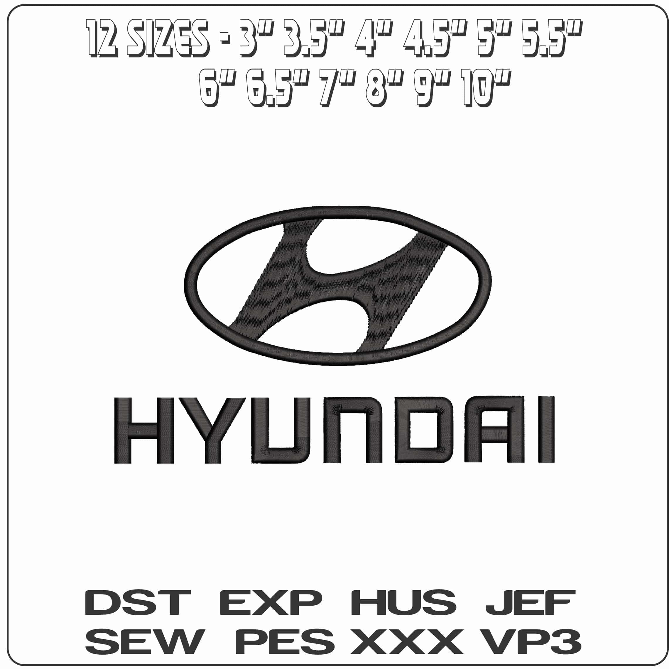 Hyundai Logo with Name - Elegant embroidery design file - instant download — view 2