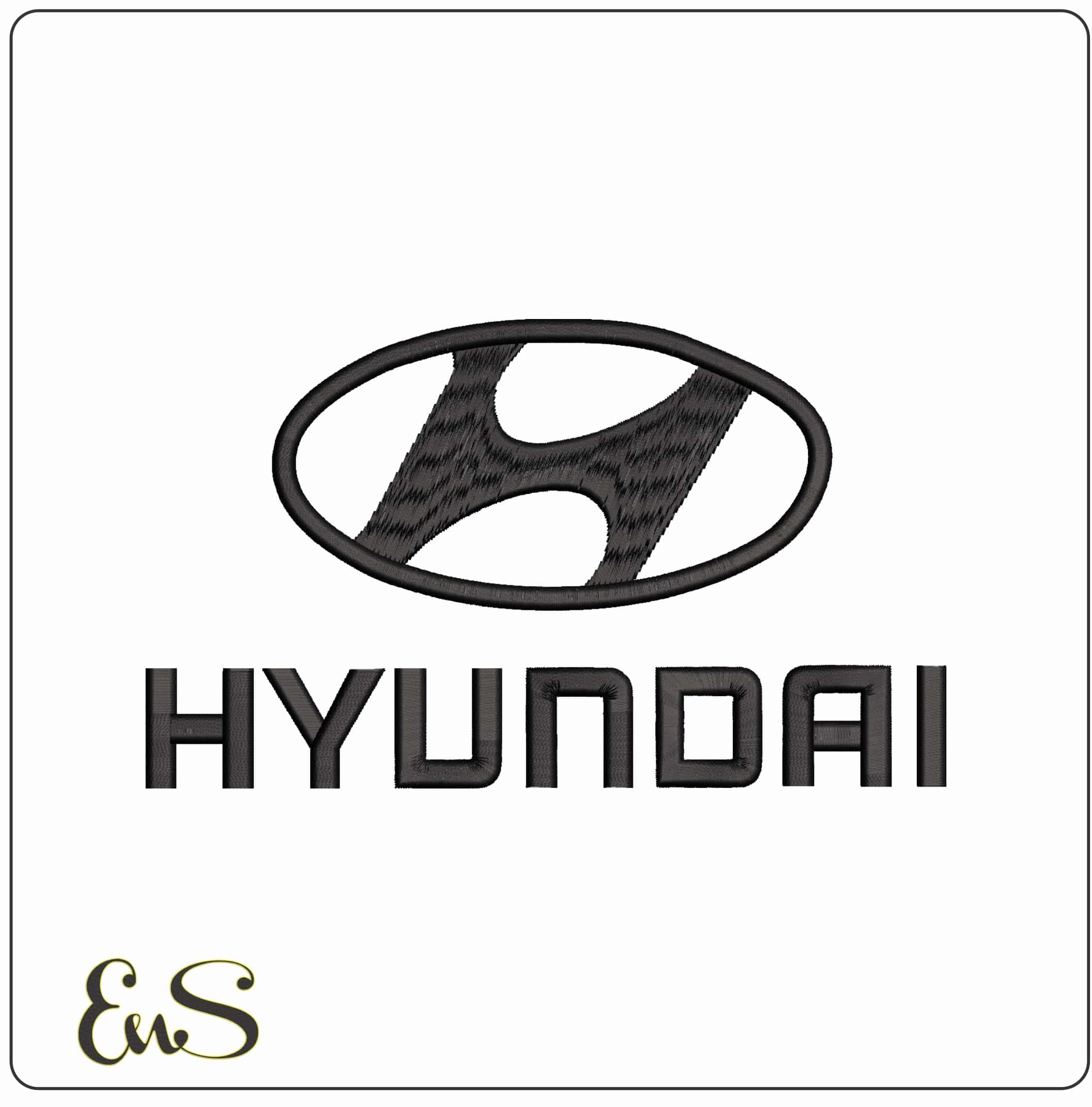 Hyundai Logo with Name - Elegant embroidery design file - instant download