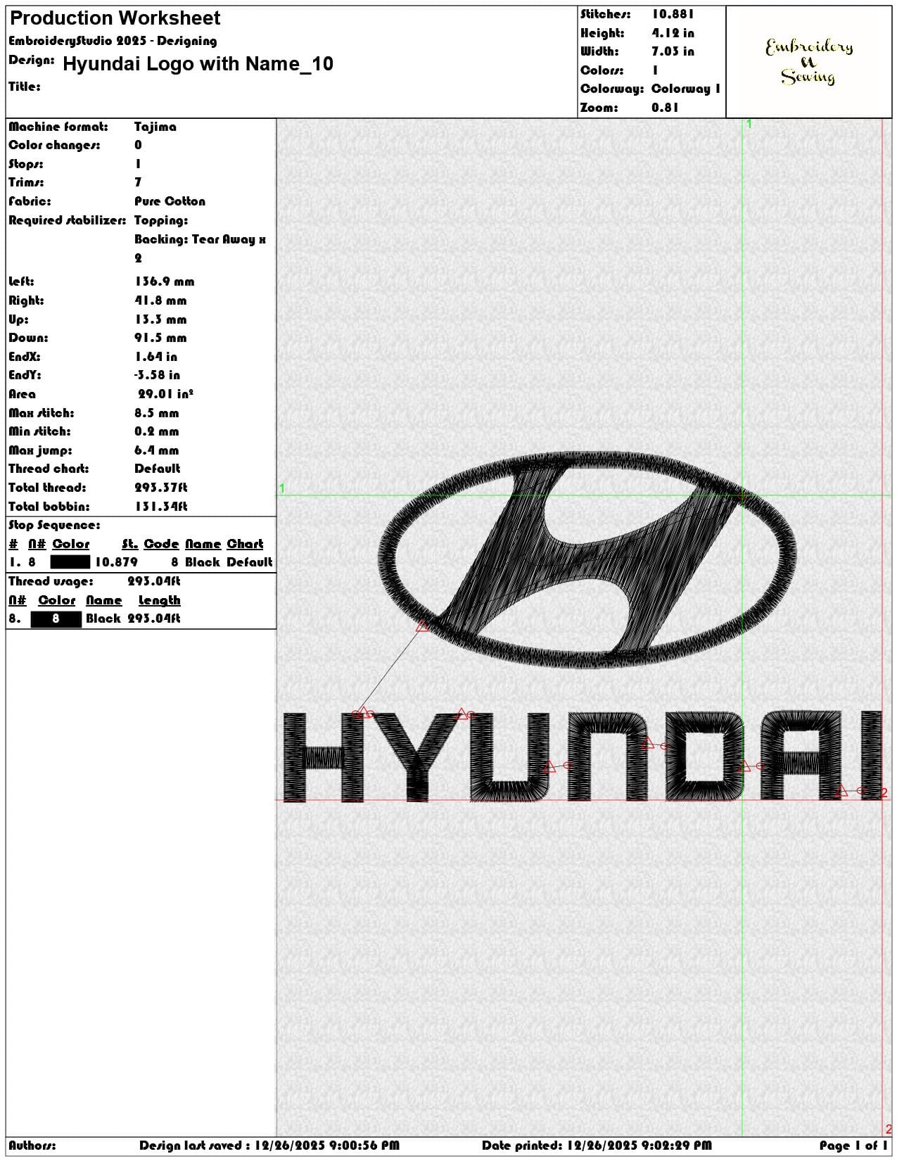 Hyundai Logo with Name - Elegant embroidery design file - instant download — view 3