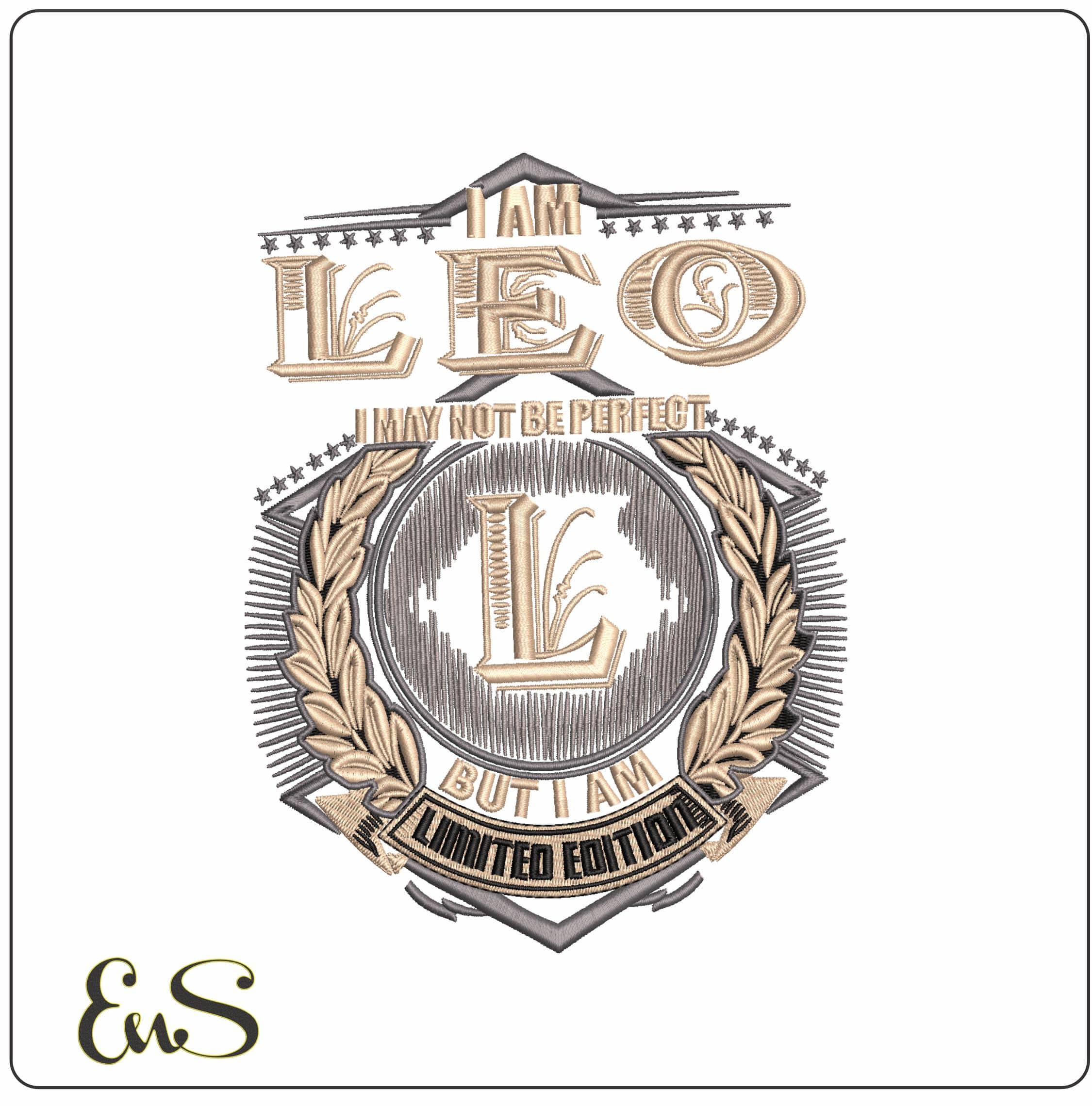 I am Leo - Elegant embroidery design file - instant download