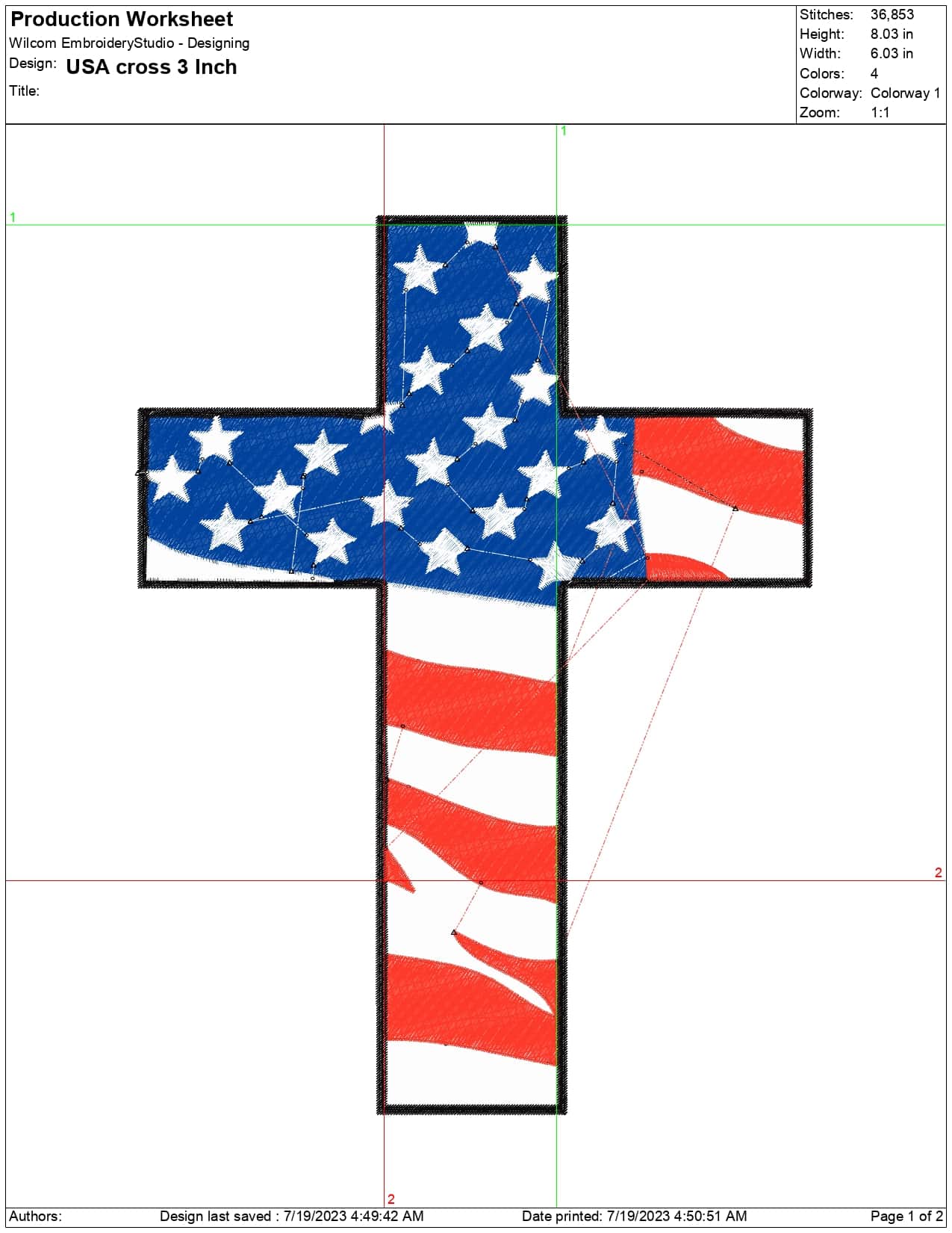 USA flag in Cross - 4th July design — view 3