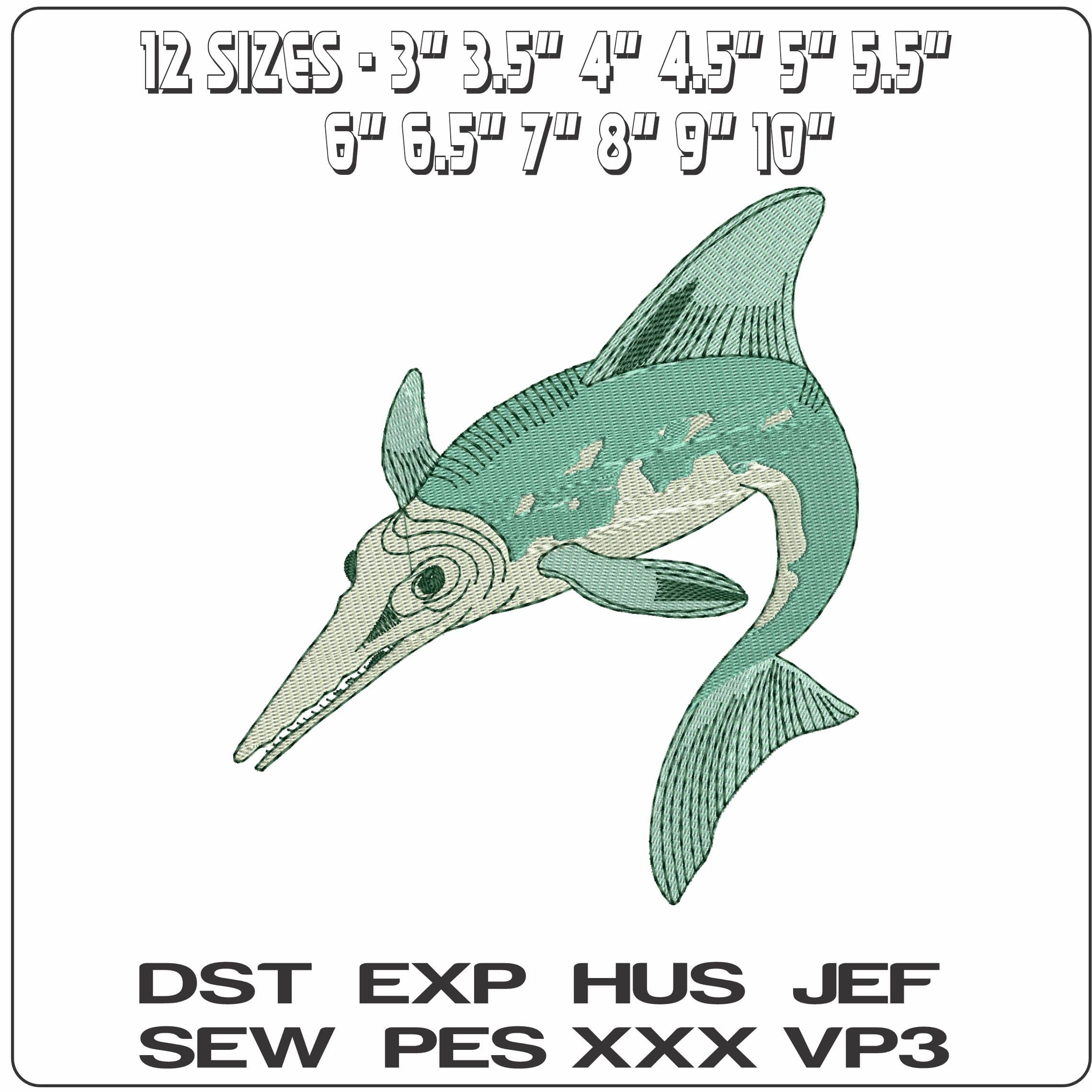 Ichthyosaurs - Elegant embroidery design file - instant download — view 2