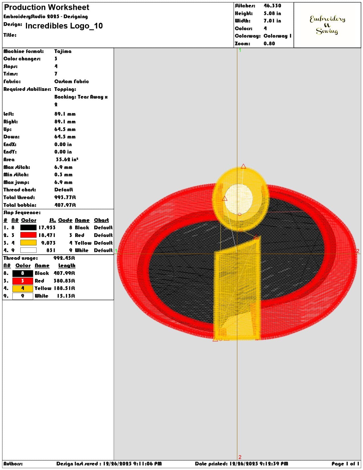 Incredibles Logo - Elegant embroidery design file - instant download — view 3