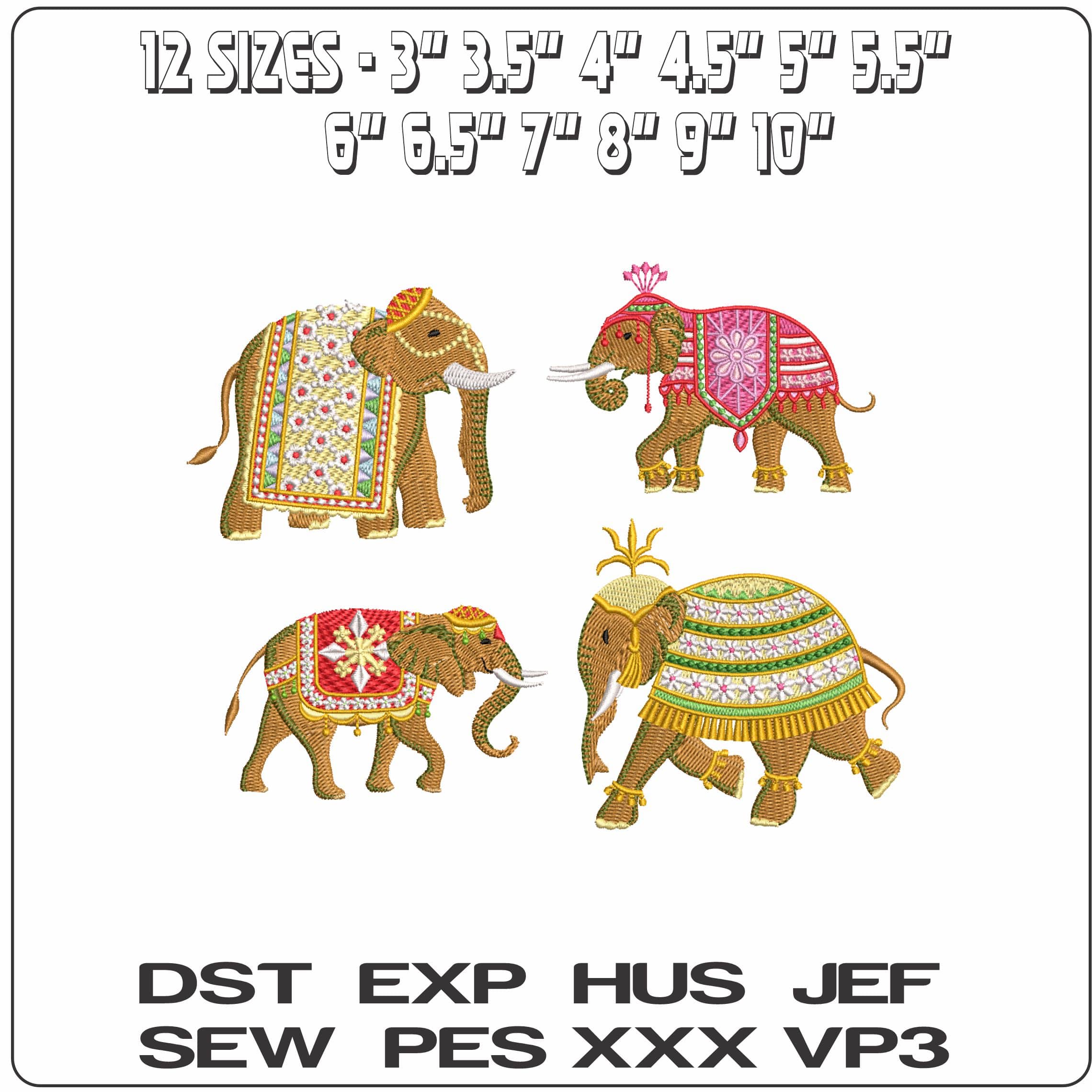 Indian Wedding Elephants - Elegant embroidery design file - instant download — view 2