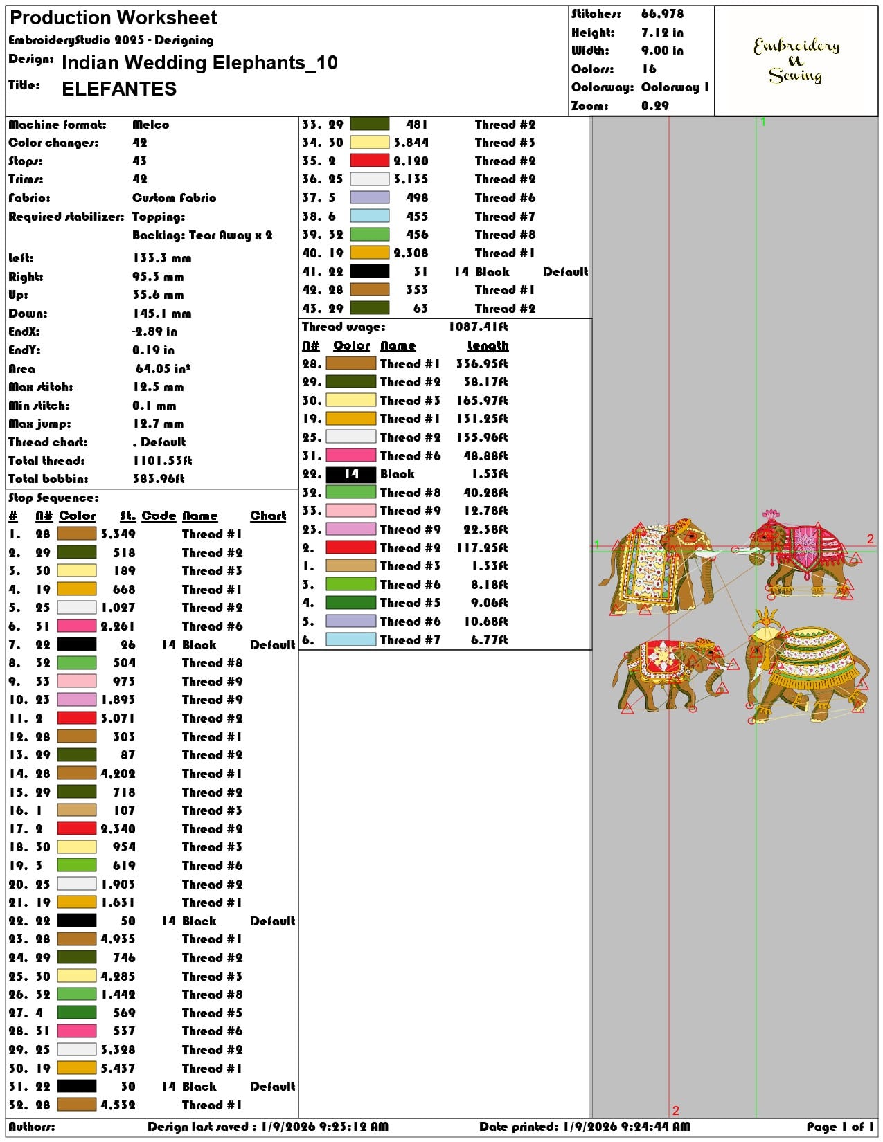 Indian Wedding Elephants - Elegant embroidery design file - instant download — view 3