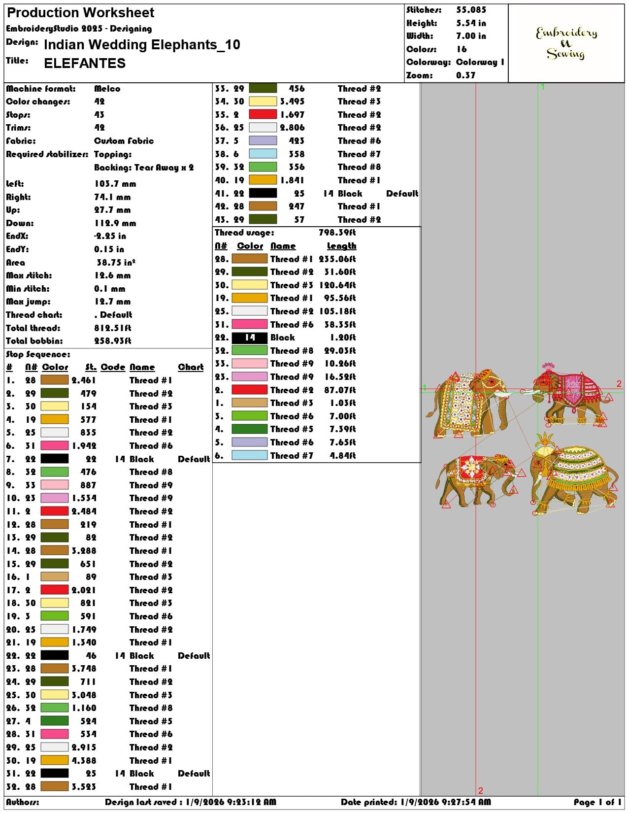 Indian Wedding Elephants - Elegant embroidery design file - instant download — view 4