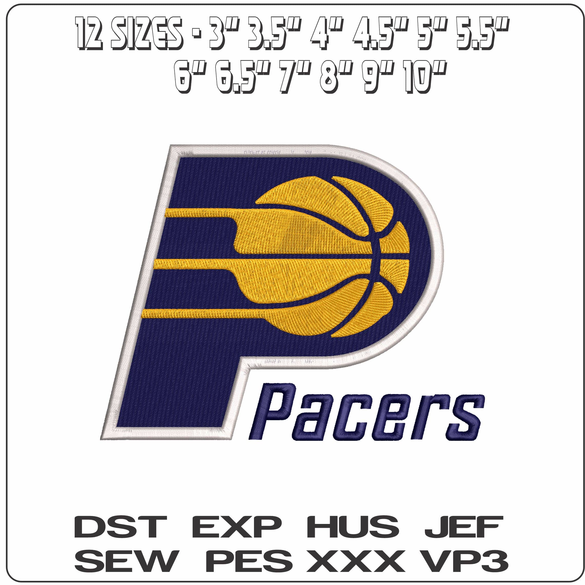 Indiana Pacers - Elegant embroidery design file - instant download — view 2