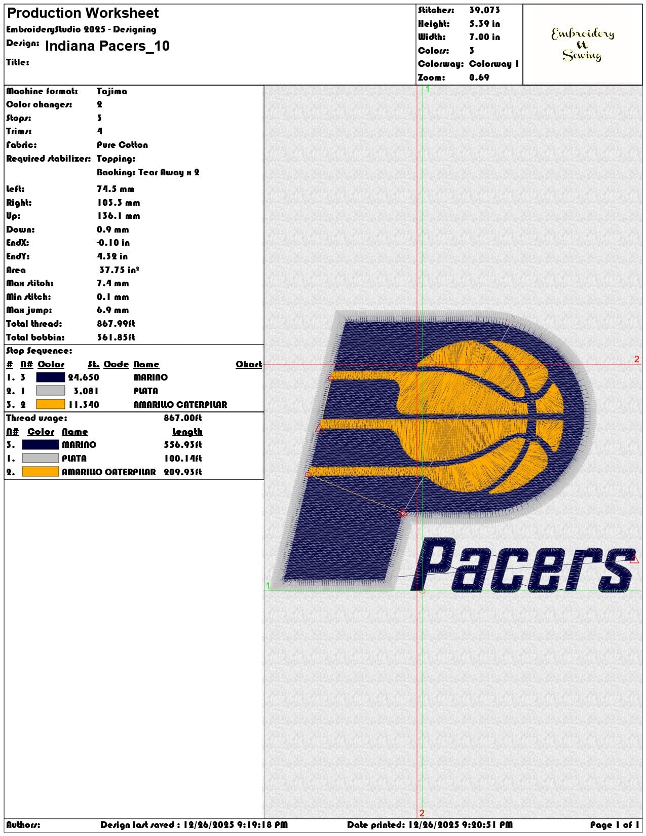 Indiana Pacers - Elegant embroidery design file - instant download — view 3