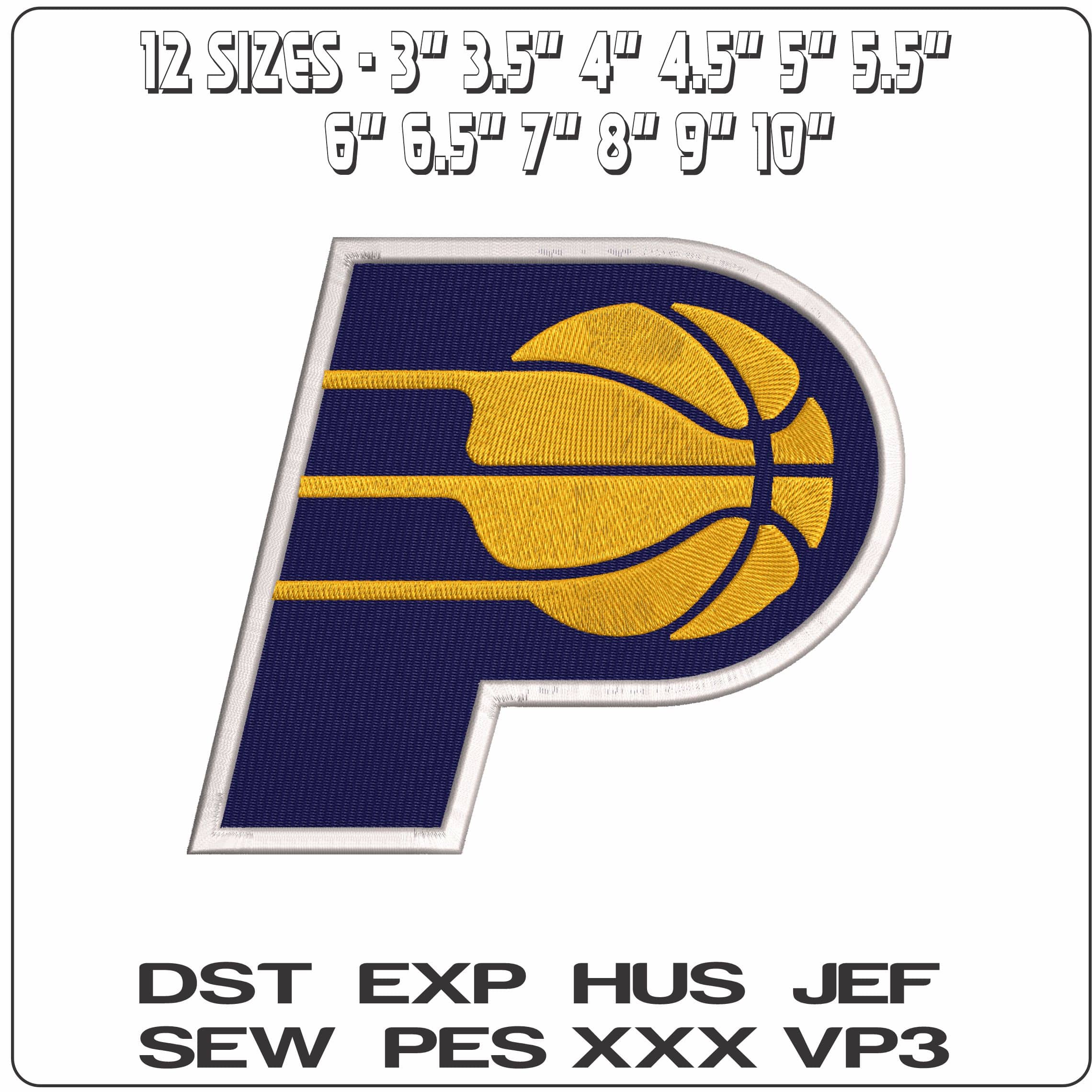 Indiana Pacers Logo - Elegant embroidery design file - instant download — view 2