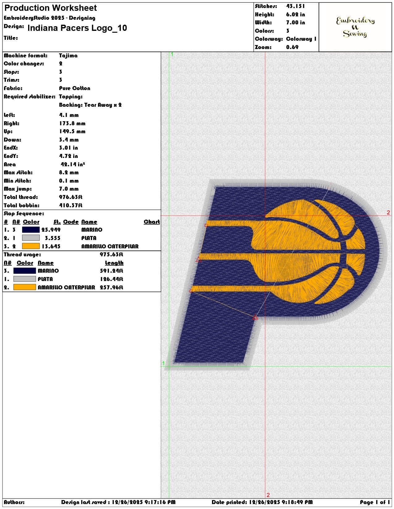 Indiana Pacers Logo - Elegant embroidery design file - instant download — view 3