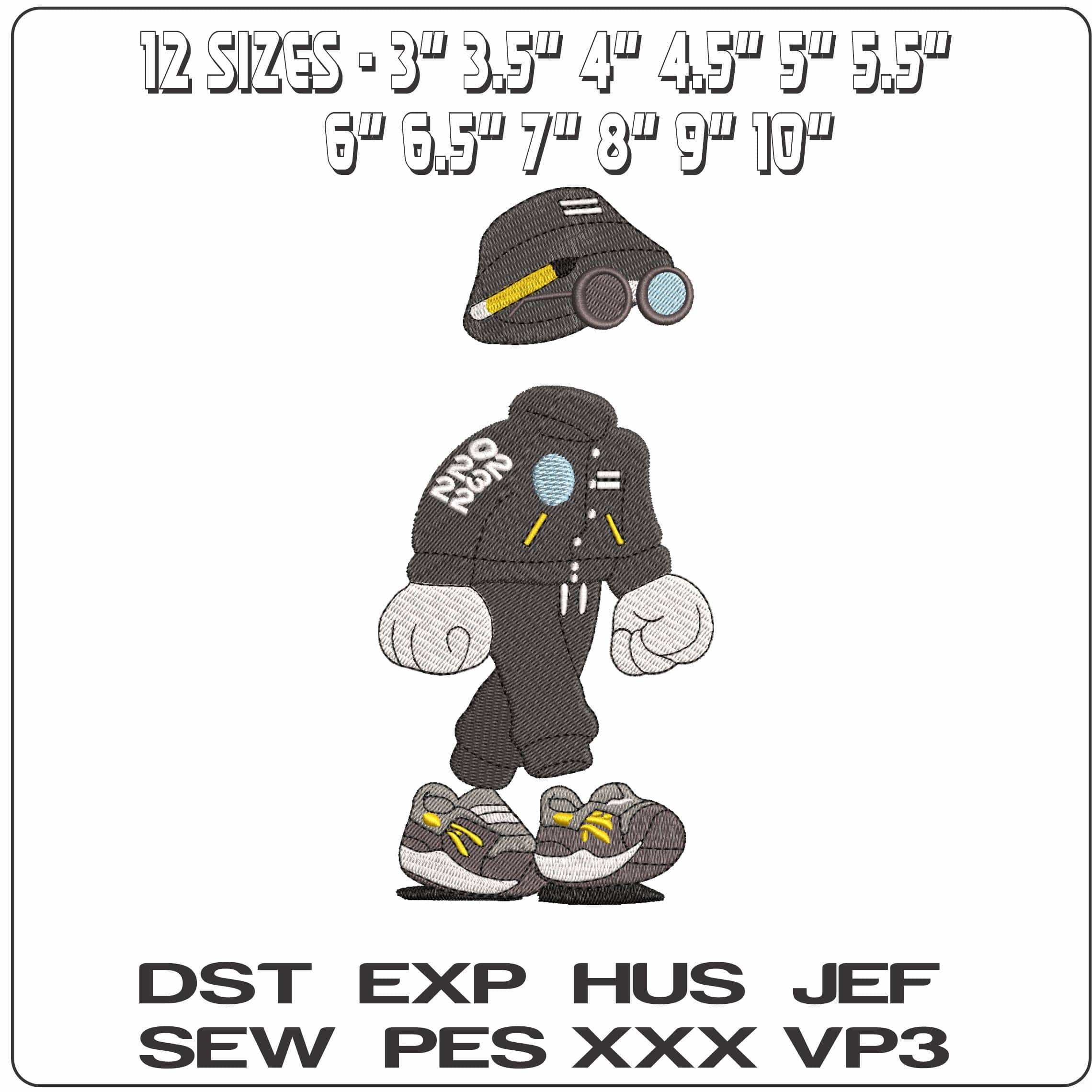 Invisible Friends Streetwear - Elegant embroidery design file - instant download — view 2