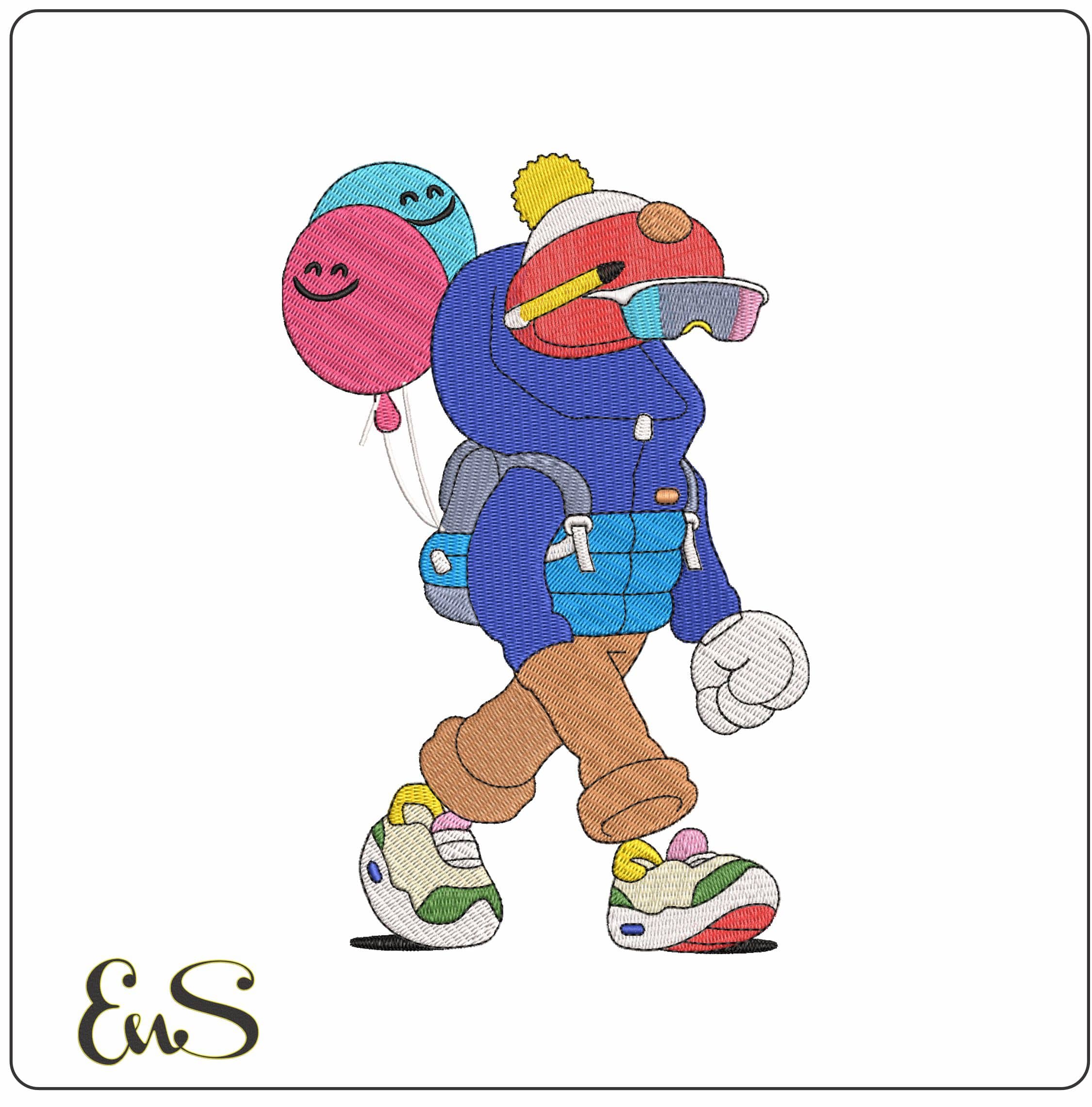 Invisible Friends Winter outfit Balloons - Elegant embroidery design file - instant download